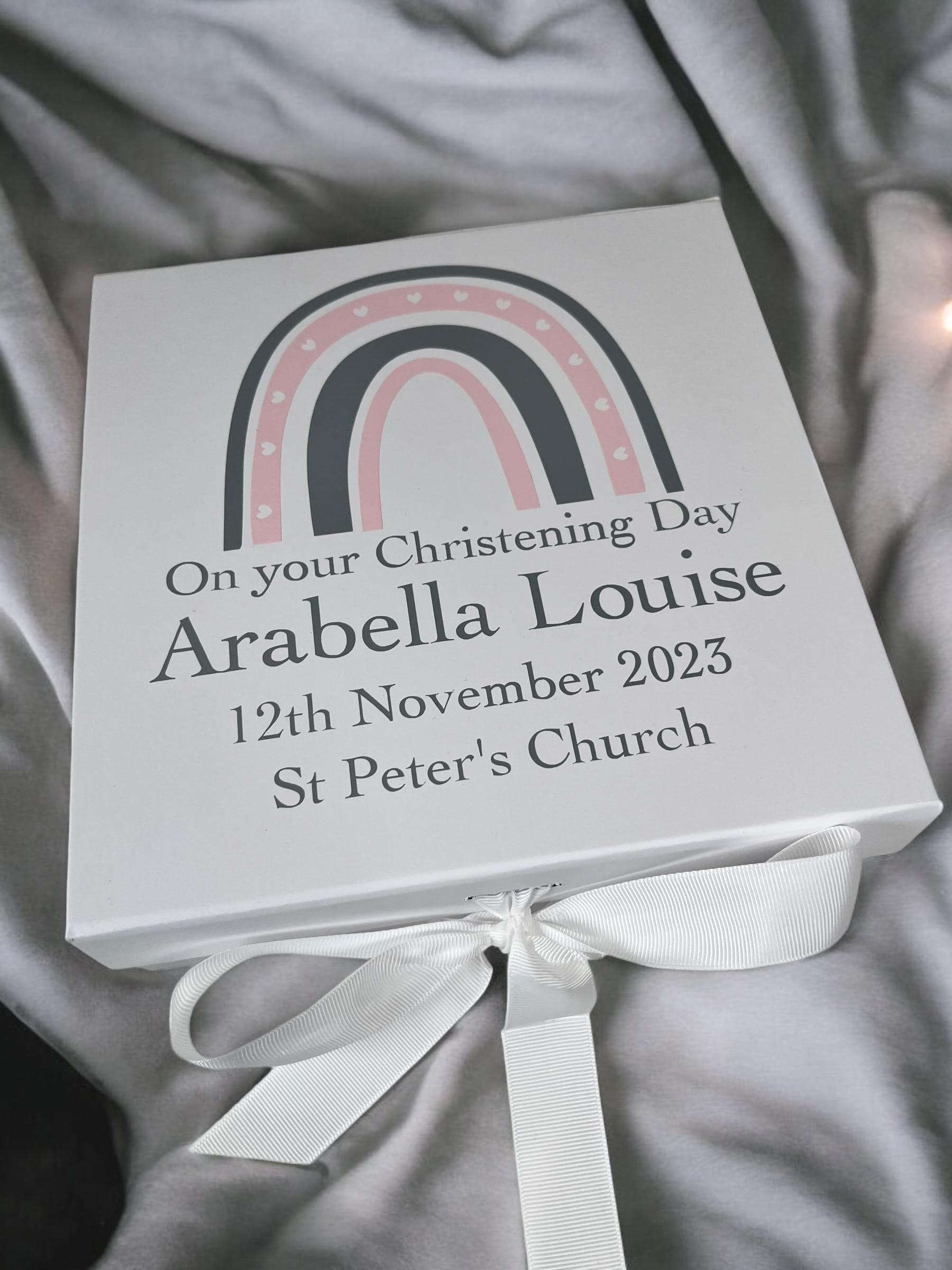 Personalised Christening Gift Box: Rainbow Keepsake Box