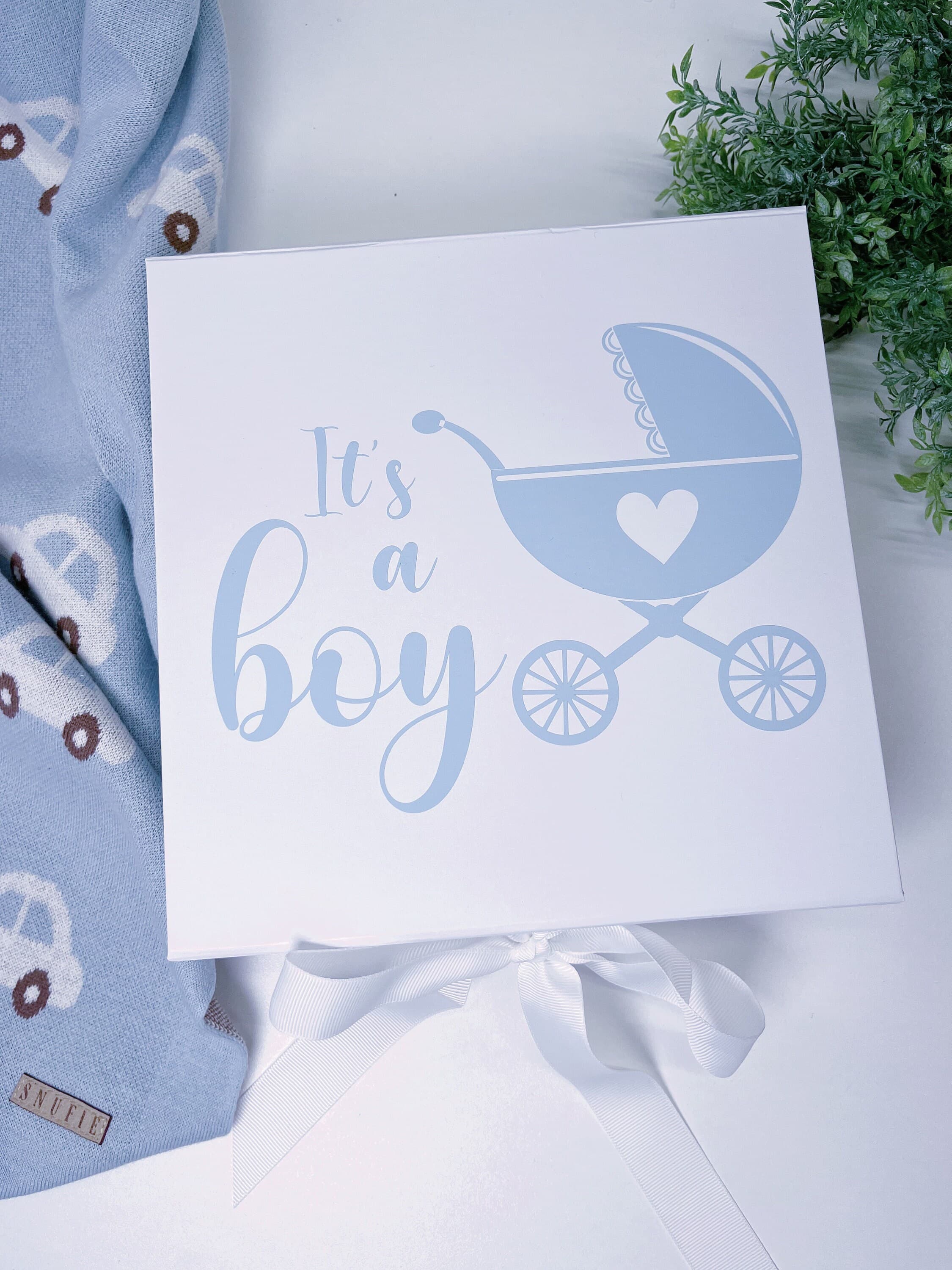 Personalized Baby Boy Keepsake Box, Luxury Memory Box with Ribbon - image 4