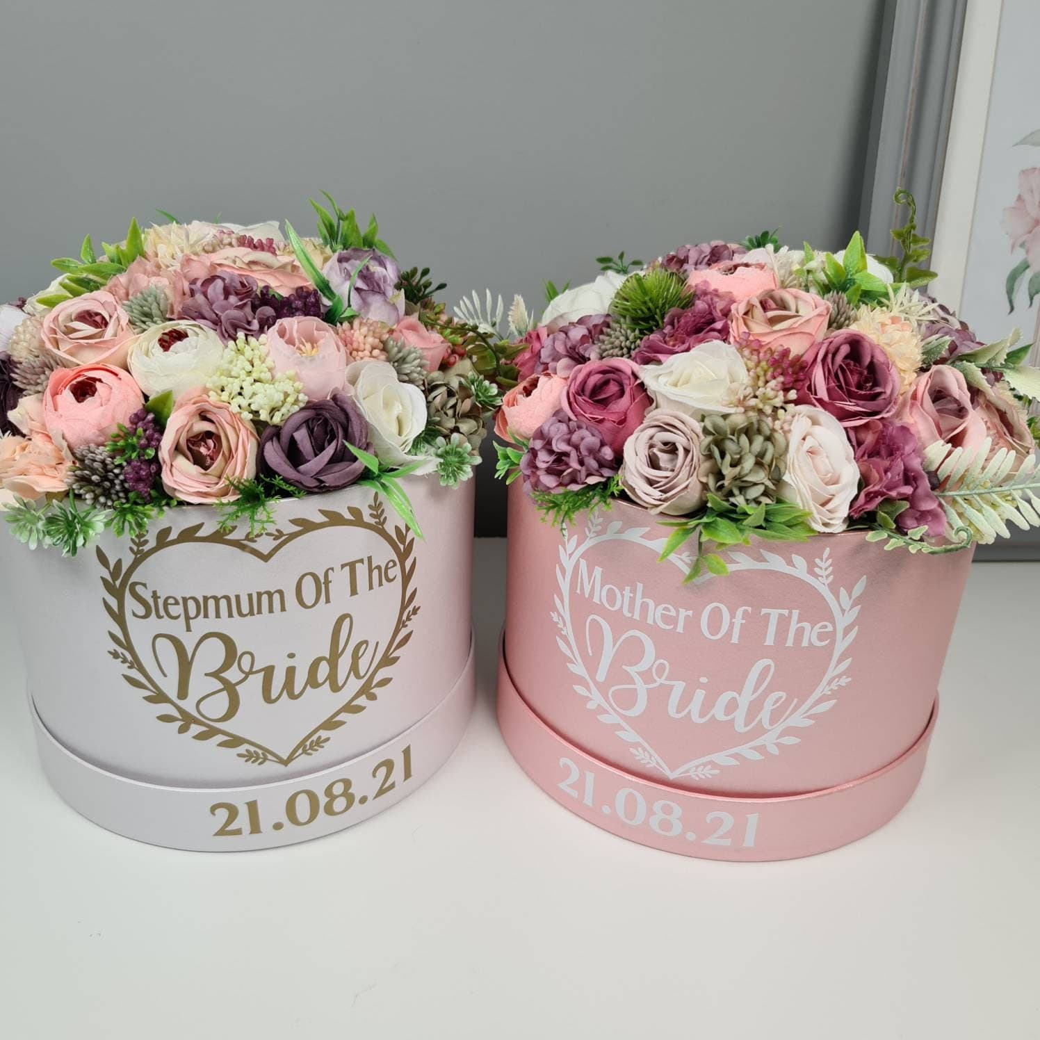 Wedding Floral Gift Box, Personalised Artificial Bouquet Centrepiece - image 5