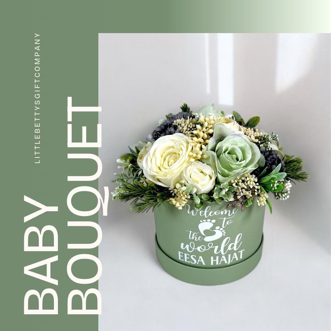 Personalised Silk Flower Baby Bouquet, Nursery Decoration