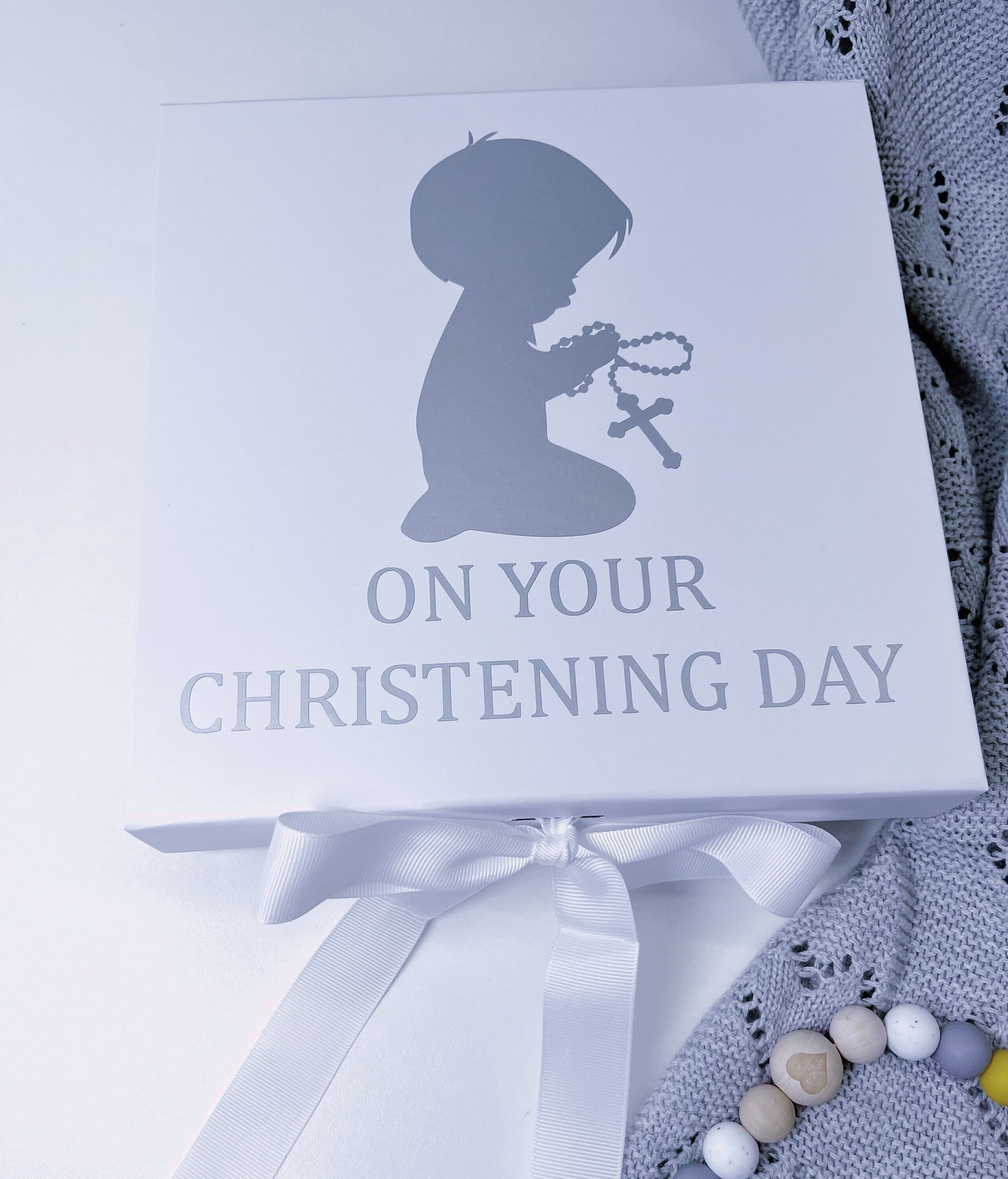 Personalised White Christening Gift Box, Holy Communion Keepsake - image 3