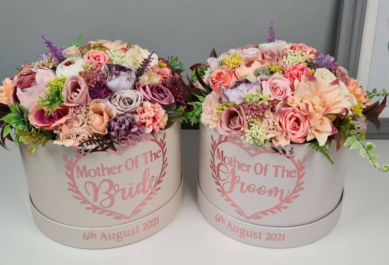 Wedding Floral Gift Box, Personalised Artificial Bouquet Centrepiece - image 4