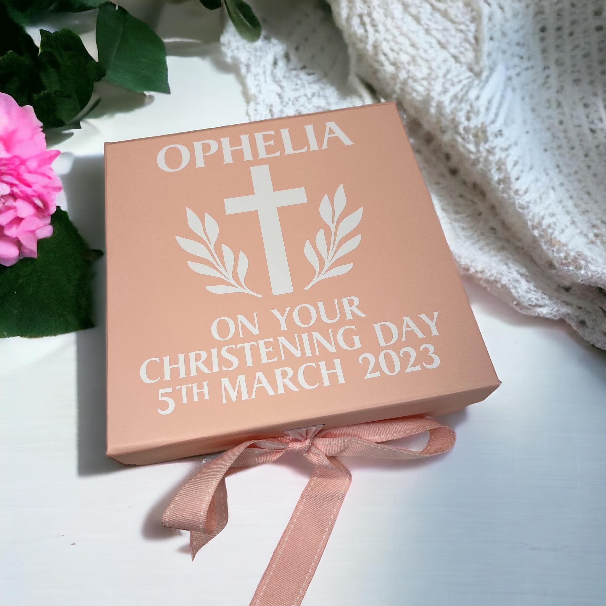 Personalised Christening Gift Box: Keepsake Memory Box with Magnetic Closure