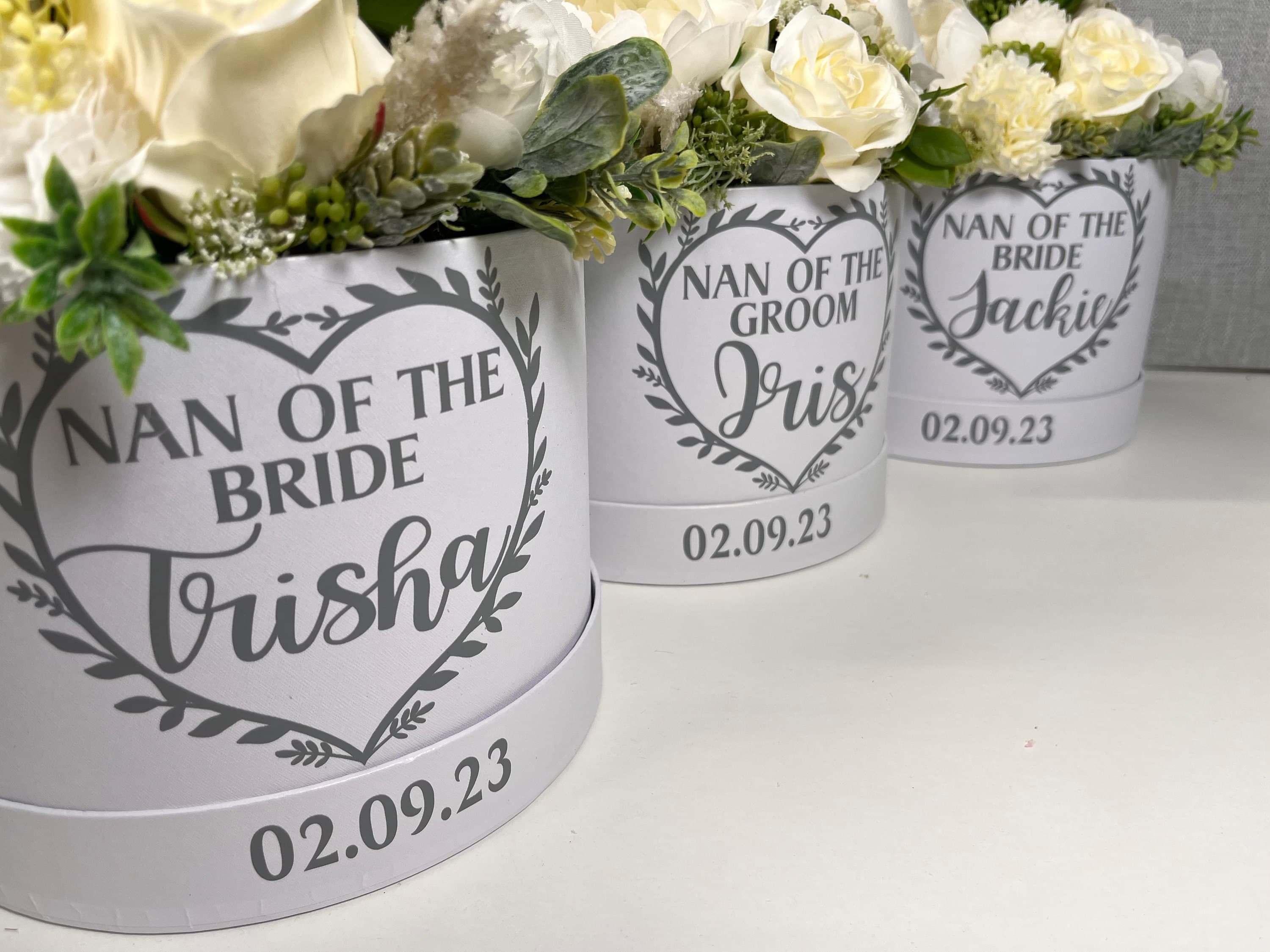 Personalised wedding flower boxes