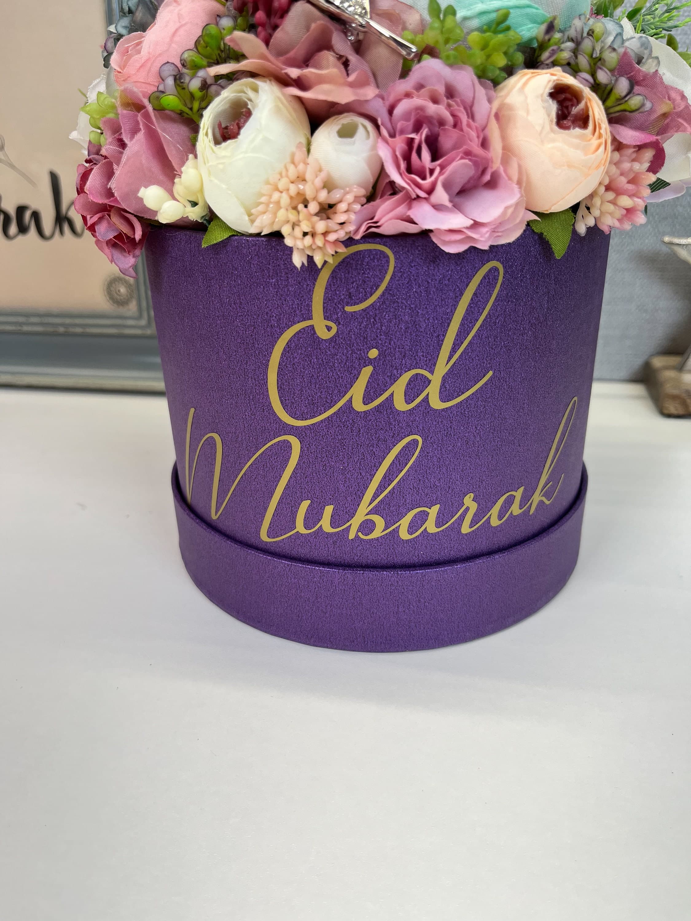 Personalised Eid Scarf Brooch Gift Set, Artificial Flowers Bouquet - image 3