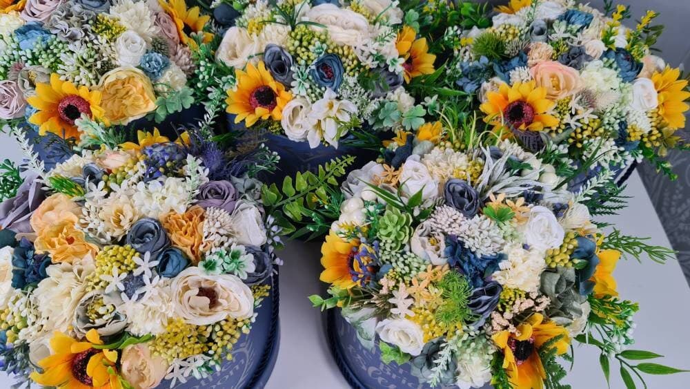 Personalised Wedding Floral Gift Box, Silk Flower Table Centrepiece - image 5