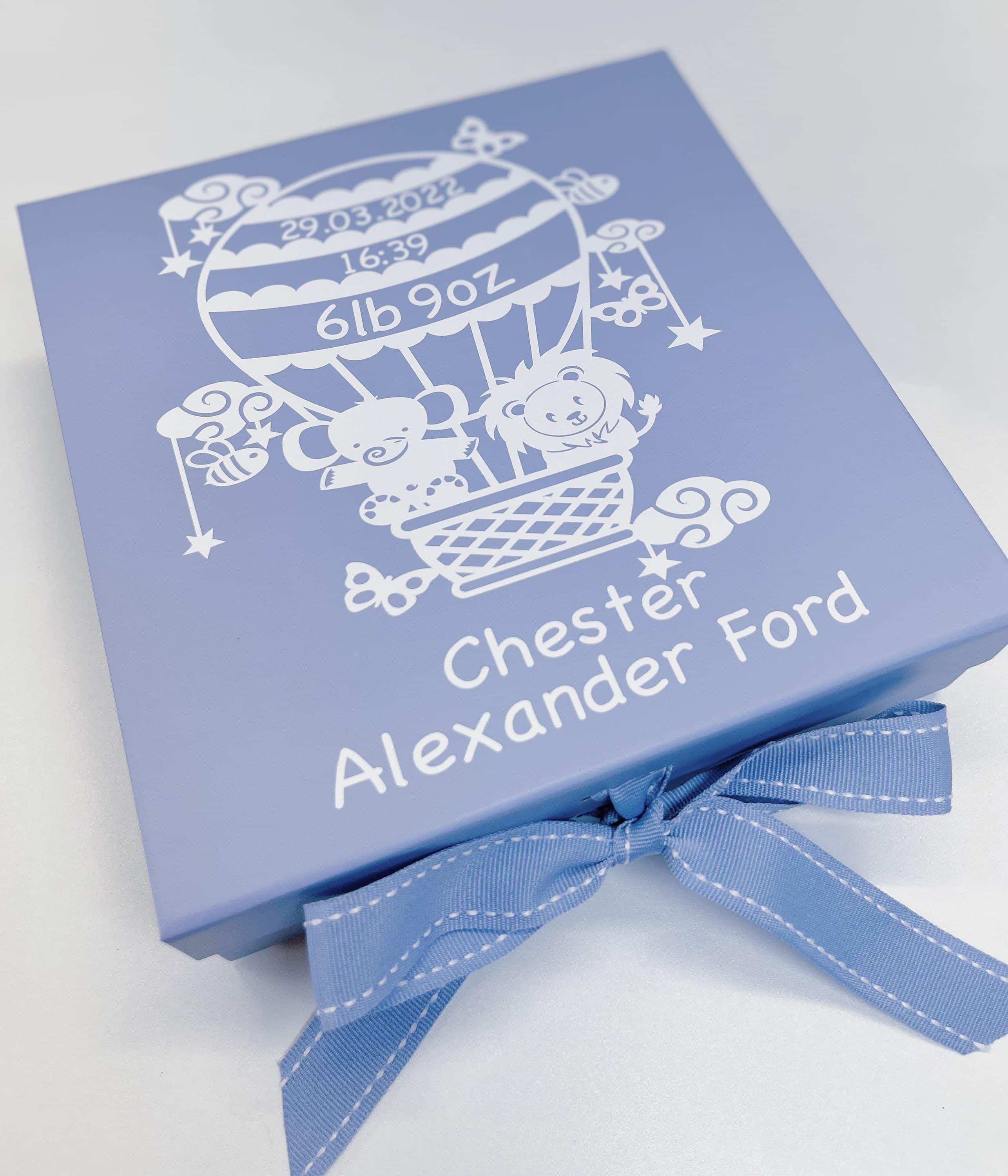Personalised Baby Boy Keepsake Box, Birth Stats Memory Box - image 3