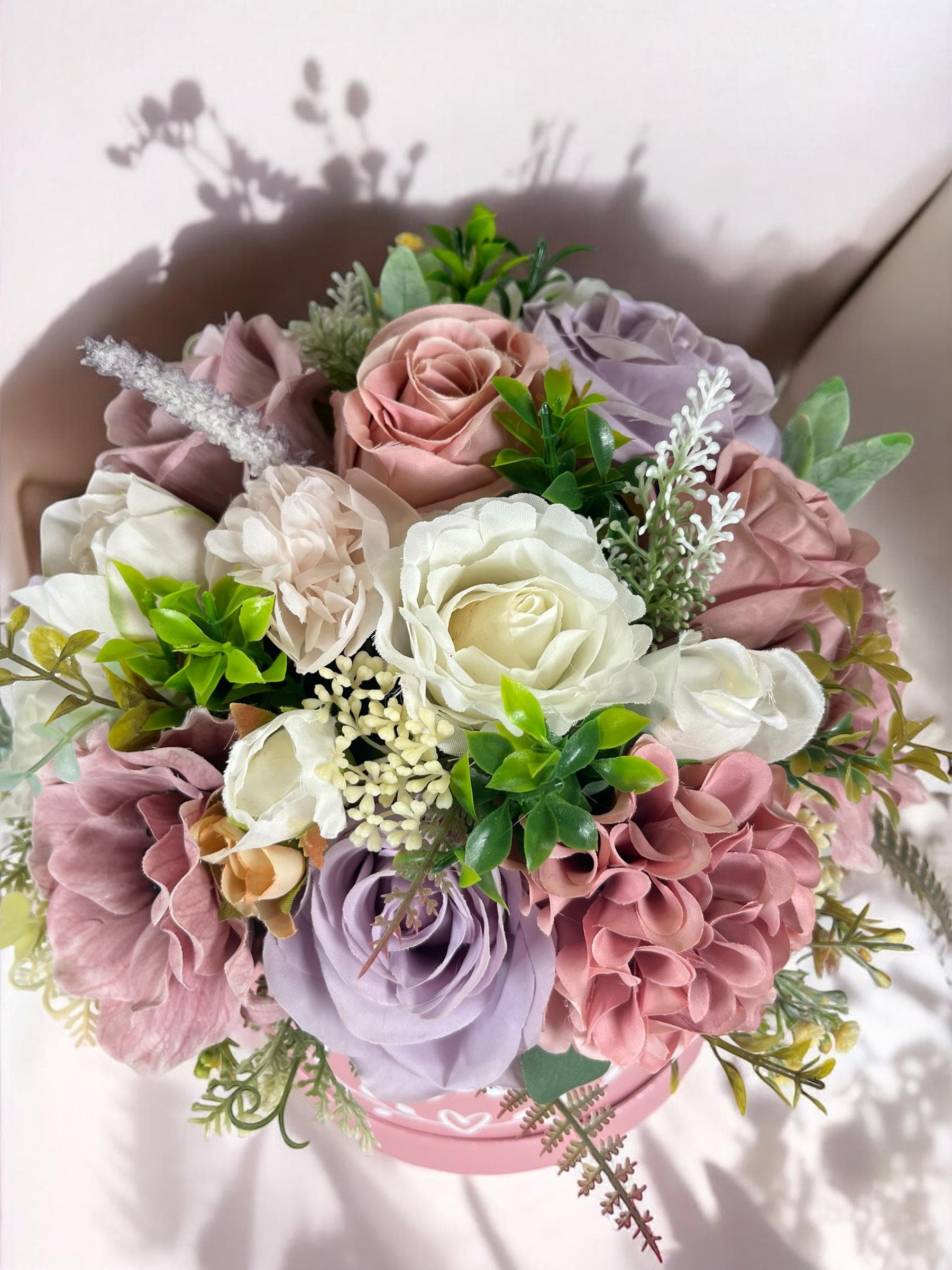 Artificial Floral Bouquet in pinks and lilacs