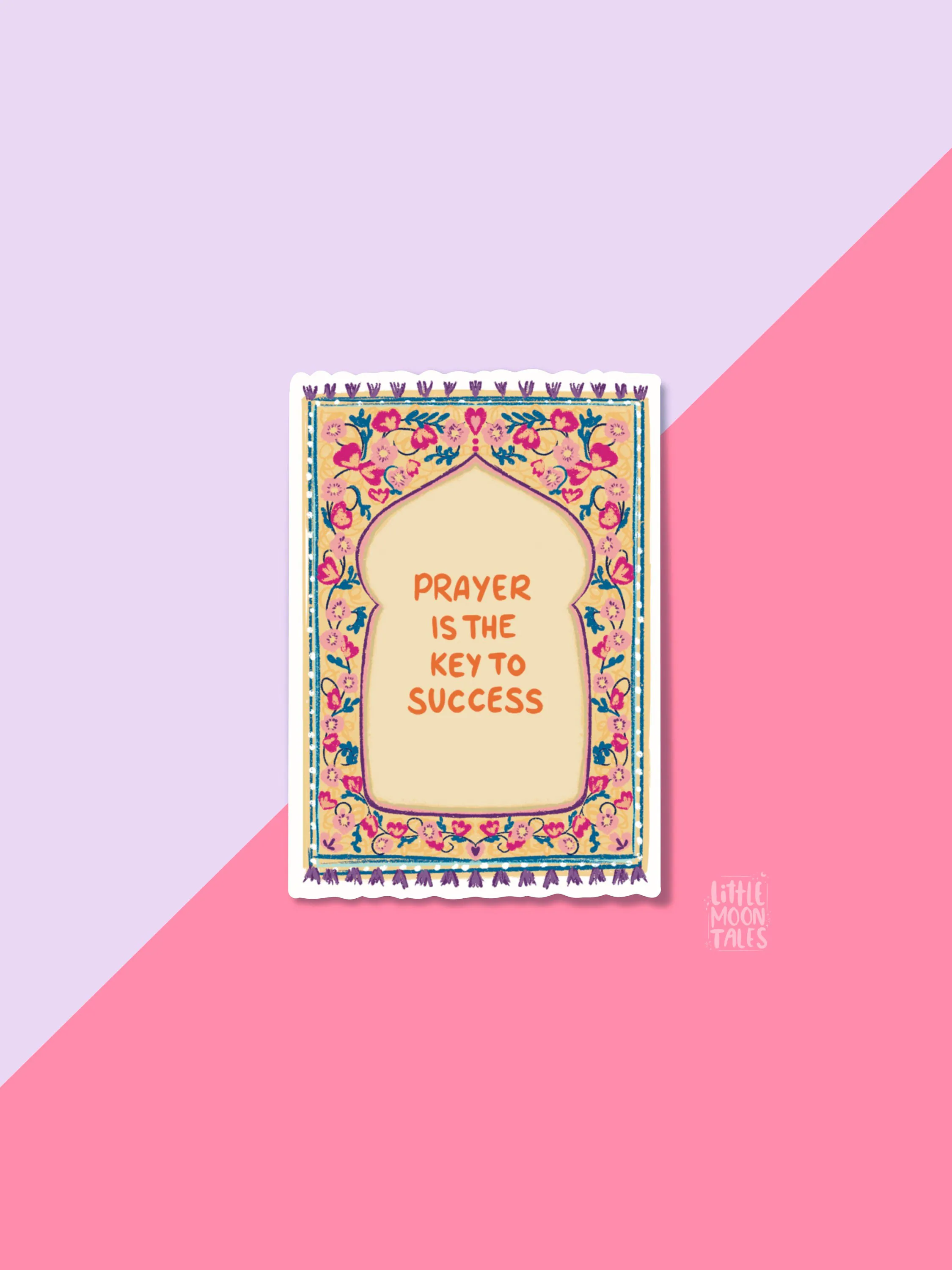 Floral Prayer Rug Vinyl Sticker, Islamic Muslim Art Decal