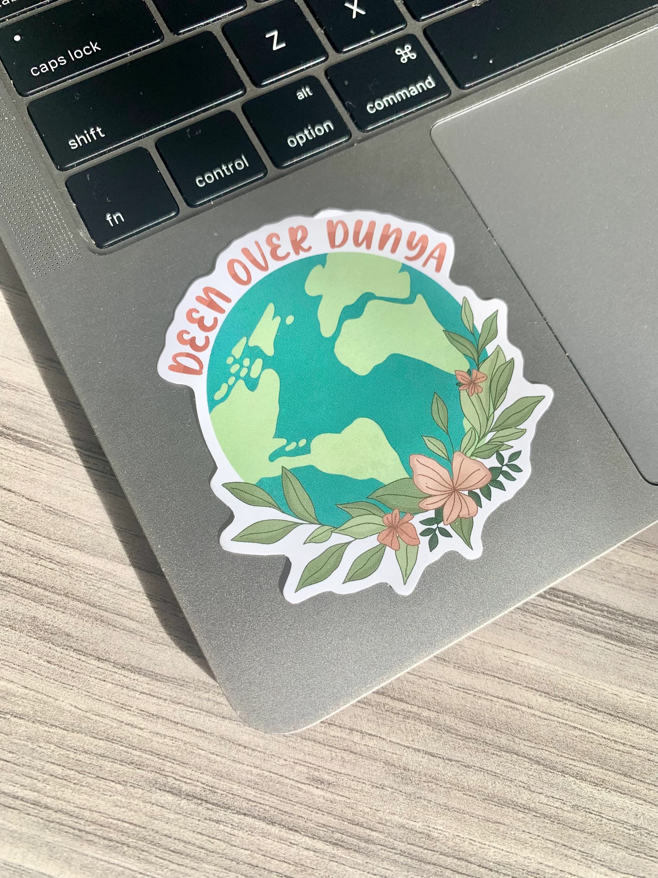 Deen Over Dunya Floral Earth Sticker, Islamic Muslim Vinyl Decal - image 4