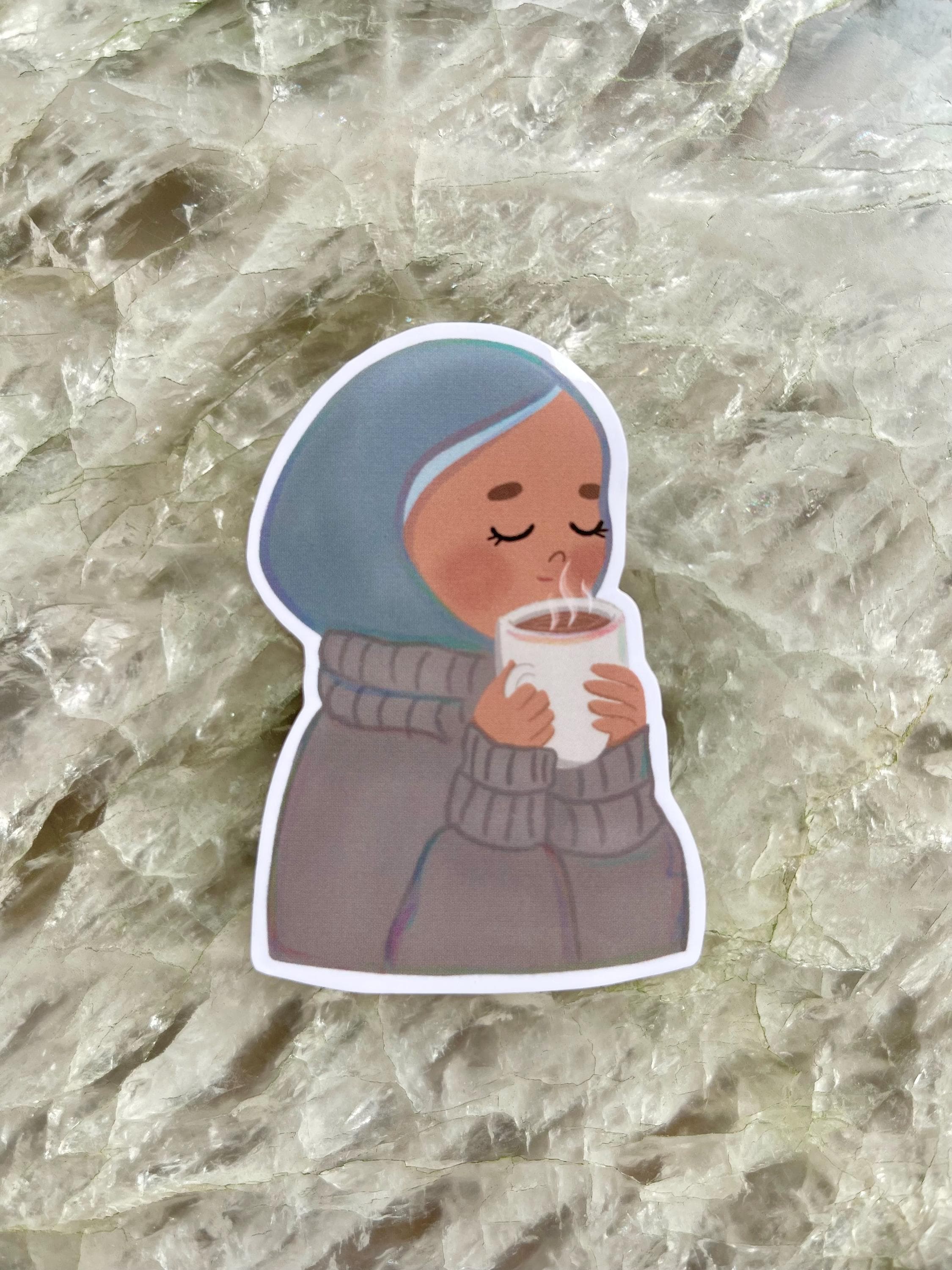 Hijabi Coffee Girl Sticker | Aesthetic Vinyl Decal - image 4