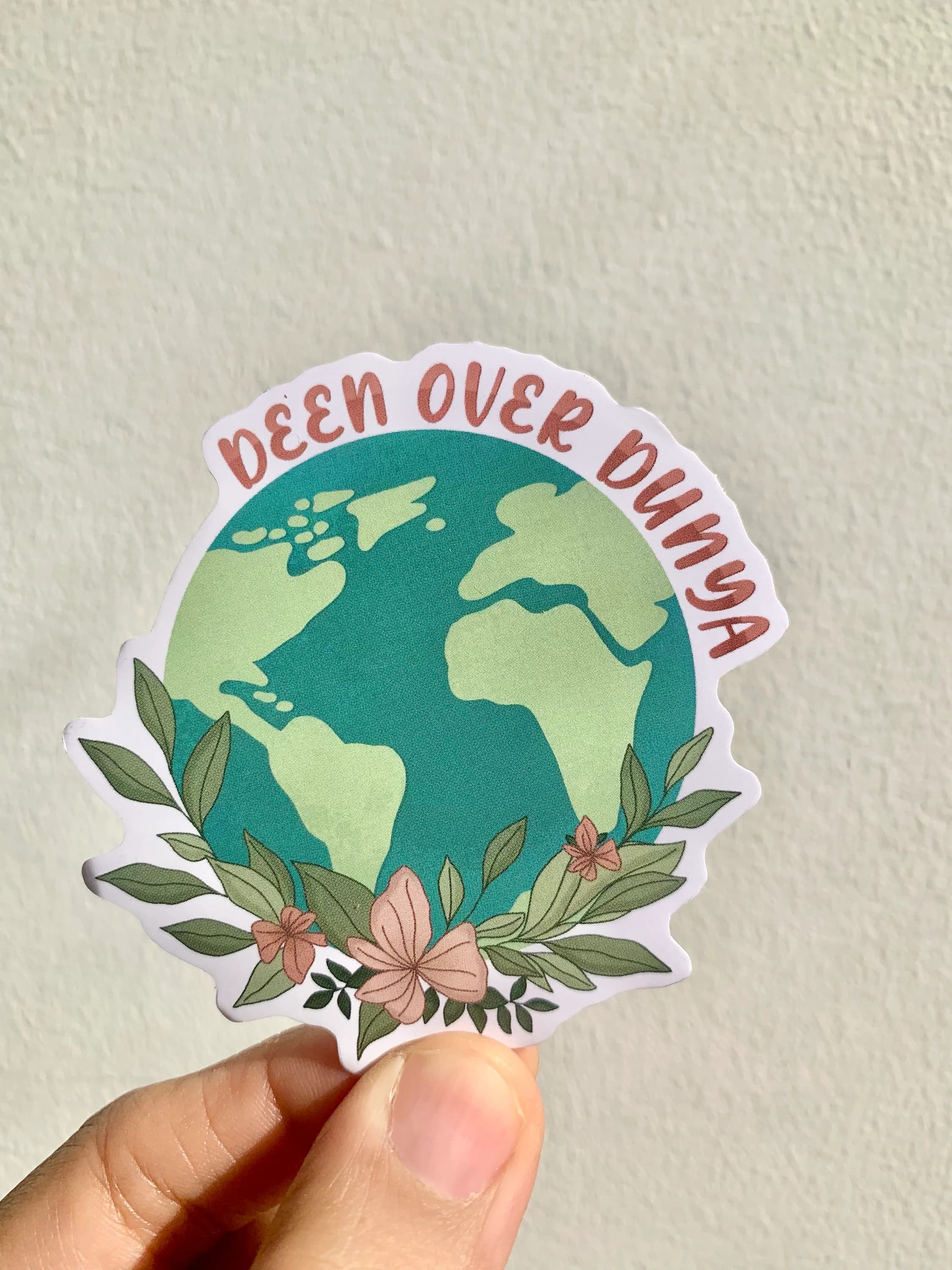 Deen Over Dunya Floral Earth Sticker, Islamic Muslim Vinyl Decal - image 3