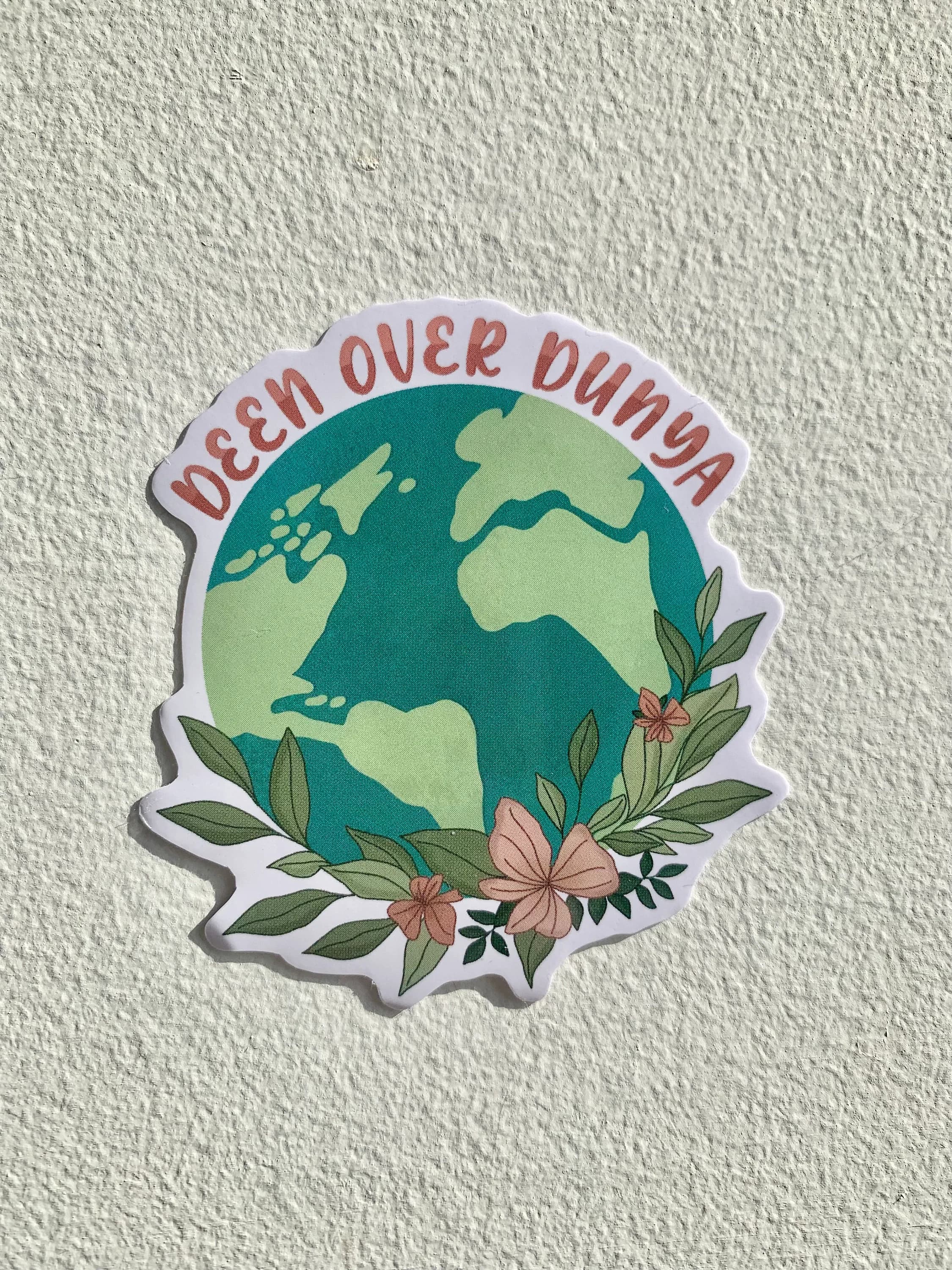 Deen Over Dunya Floral Earth Sticker, Islamic Muslim Vinyl Decal - image 5