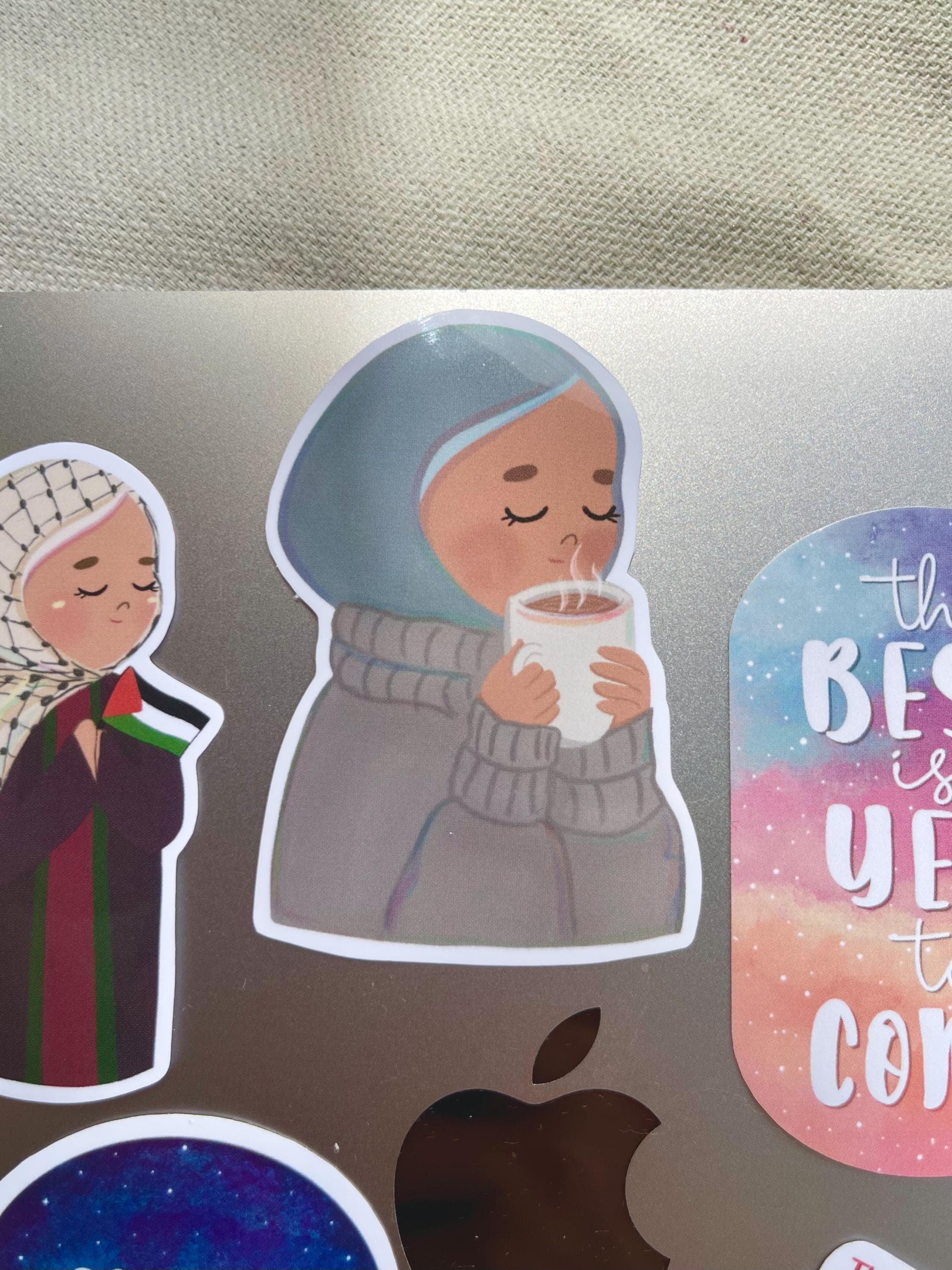 Hijabi Coffee Girl Sticker | Aesthetic Vinyl Decal - image 5