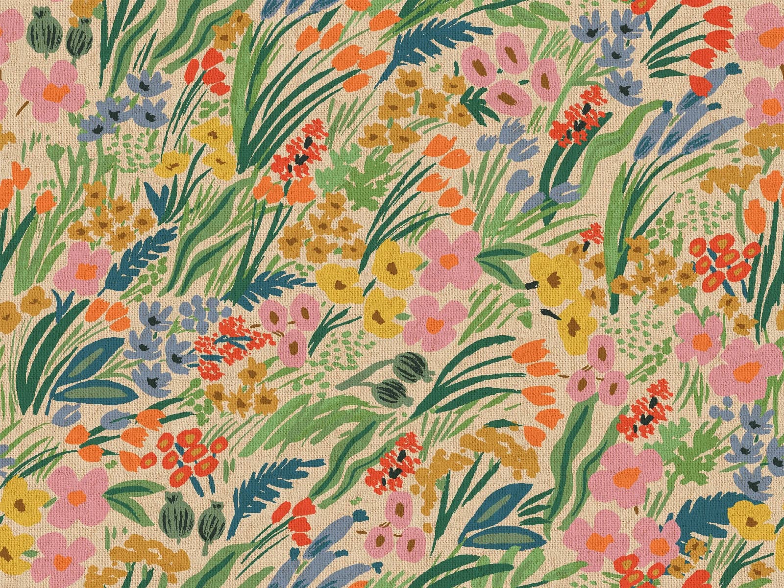 Rifle Paper Company - Bramble - Lea Natural Canvas - Unbleached Canvas Fabric