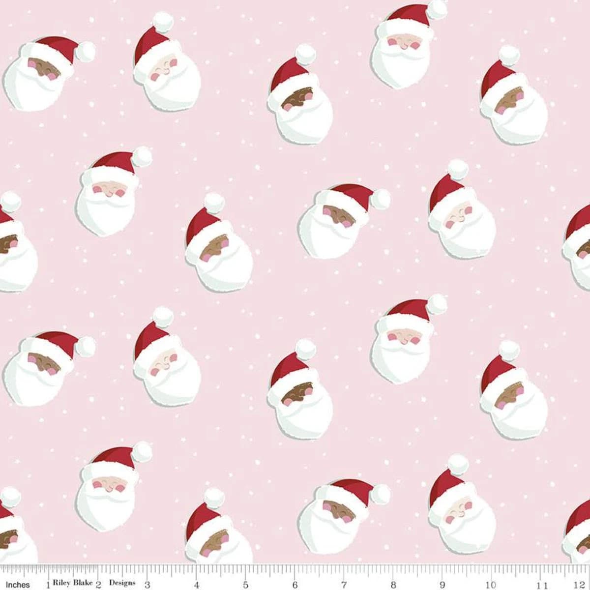 Riley Blake Designs - Holly Holiday - Santa in Petals Pink - Holiday Fabric - Quilting Cotton