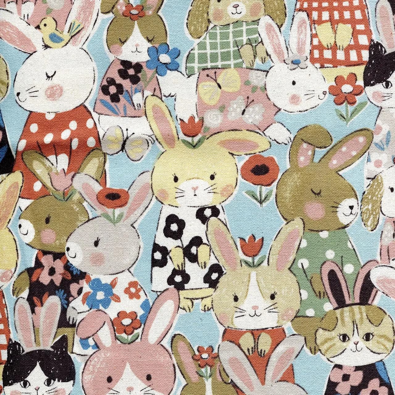 Japanese Fabric - Kokka - Powerful Animals - Bunnies - Oxford