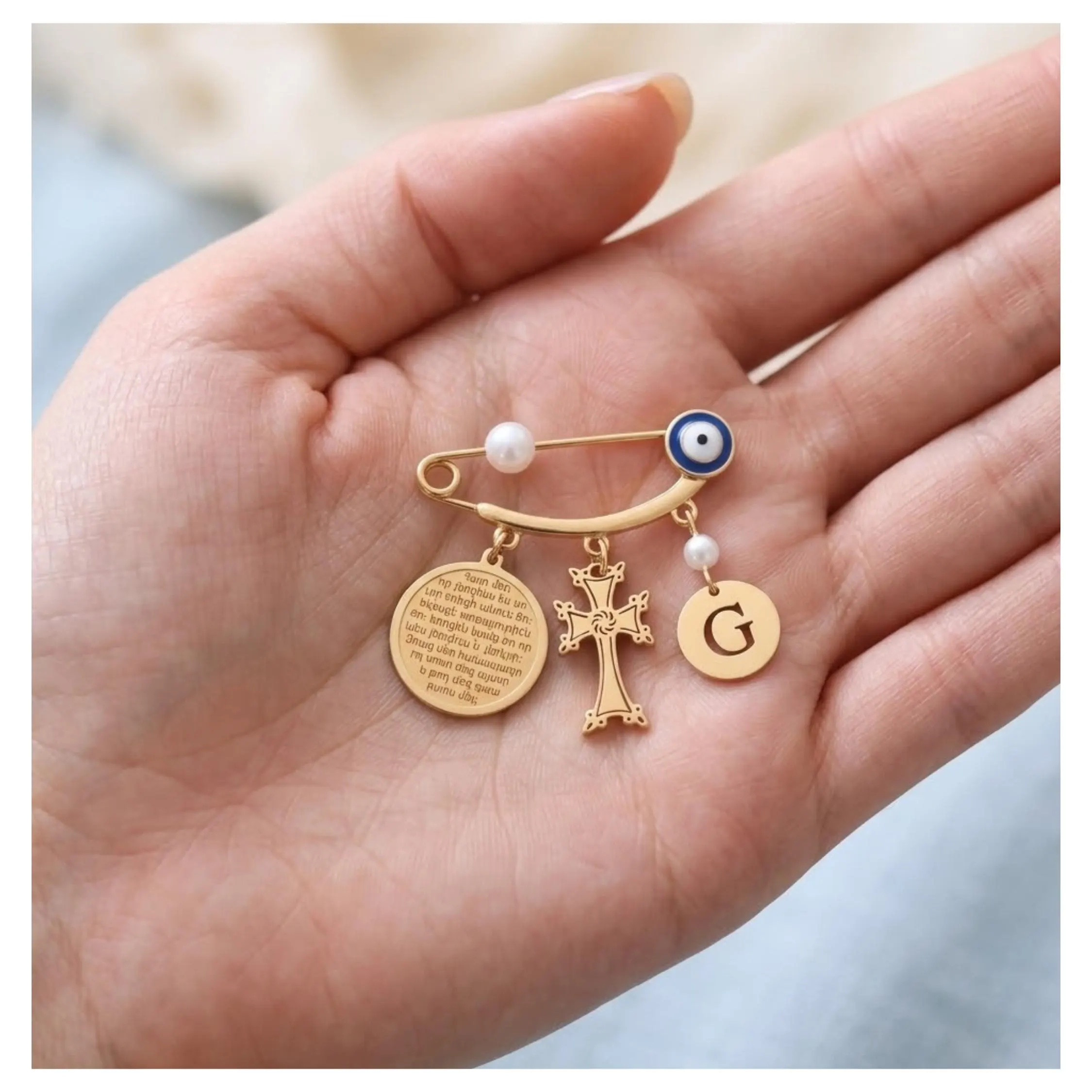 Armenian Custom Pin Brooch, Baptism Christening Baby Gift Boy or Girl - image 5