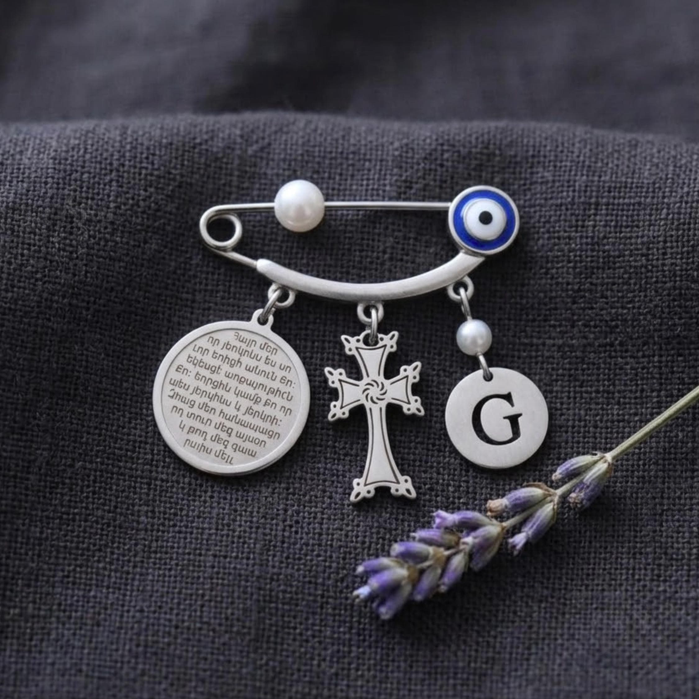 Armenian Custom Pin Brooch, Baptism Christening Baby Gift Boy or Girl - image 4