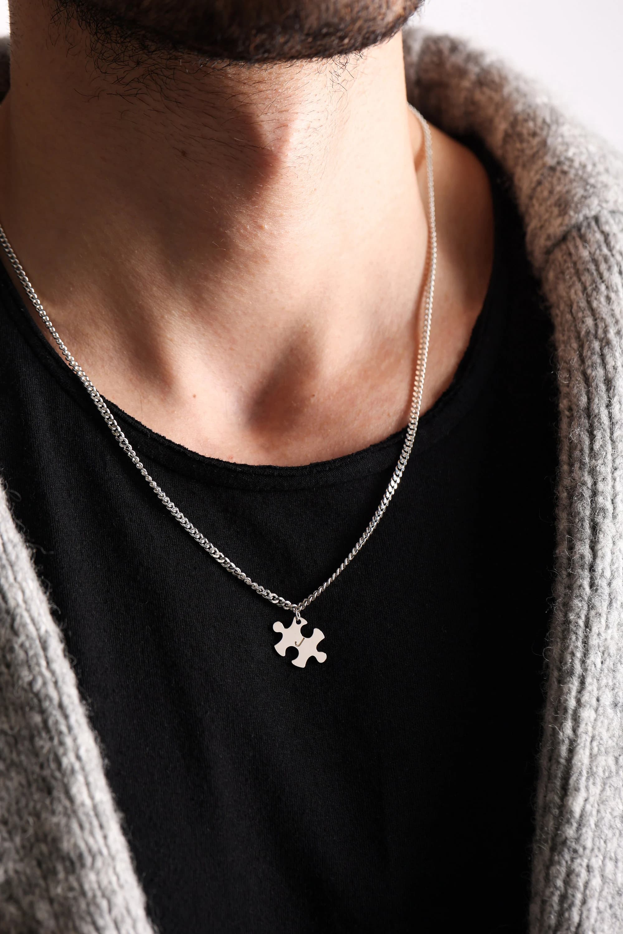 Valentines Day Gifts For Him, Customize Couple Necklace,Puzzle Piece Necklace,Couple Necklace Set,Couple Valentine's day gift ,Gift for her - image 4