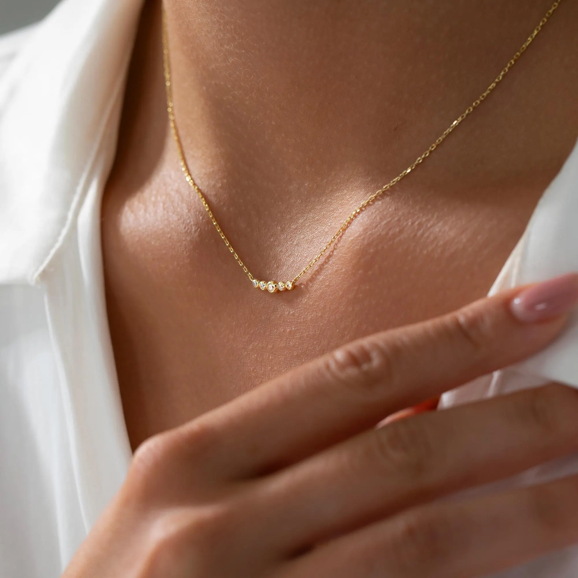 Dainty Minimalist Necklace, Tiny Gold Necklace, Dainty Gold Necklace, Mothers necklace, 14k solid gold necklace, Wedding Jewelry - image 4
