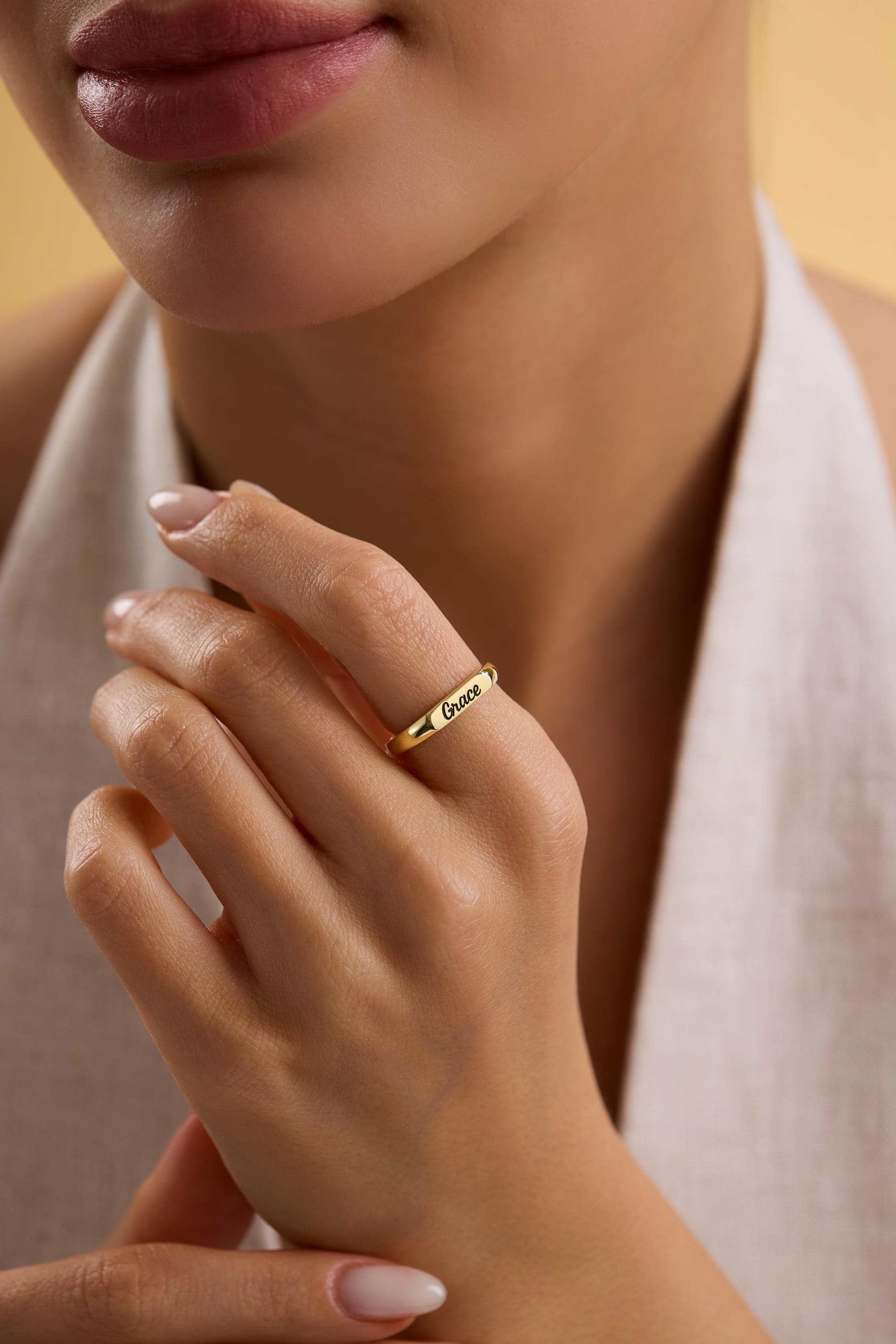 14k solid gold Name Ring , Dainty Name Ring, Personalized Jewelry, Rings for women, Silver name ring, Mothers Day Gift