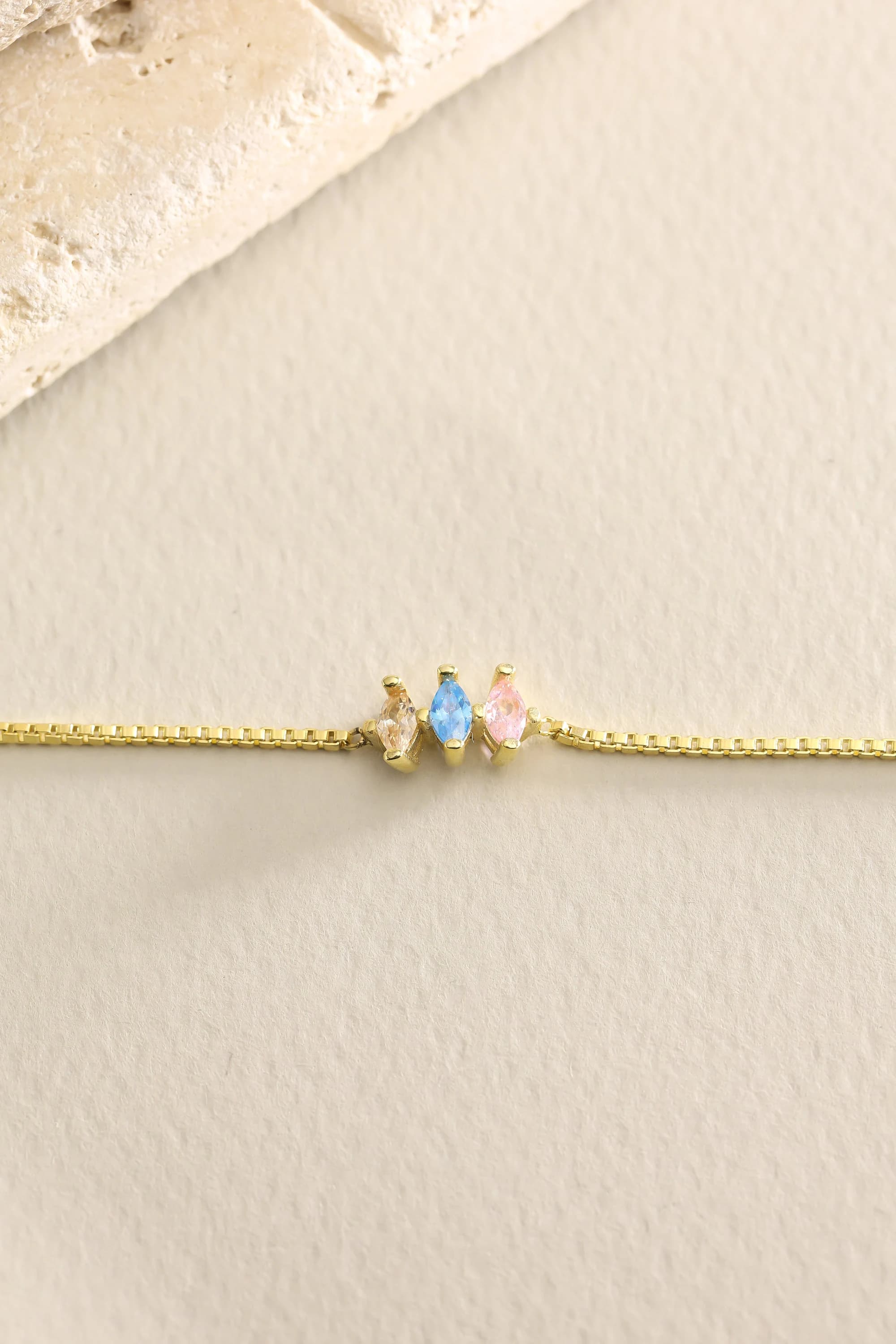 14k Gold Birthstone Bracelet , Birthstone Jewelry, Birthday Gift, Birthstone Bracelet for Women, Mothers day gift ,  Mother's Bracelet - image 4