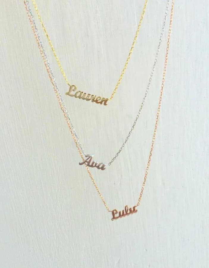 14k solid gold Name necklace ,Mini Name Necklace ,Name Necklace,Personalized Jewelry ,Personalized Gifts ,Gifts for her, Mothers Day Gift - image 5