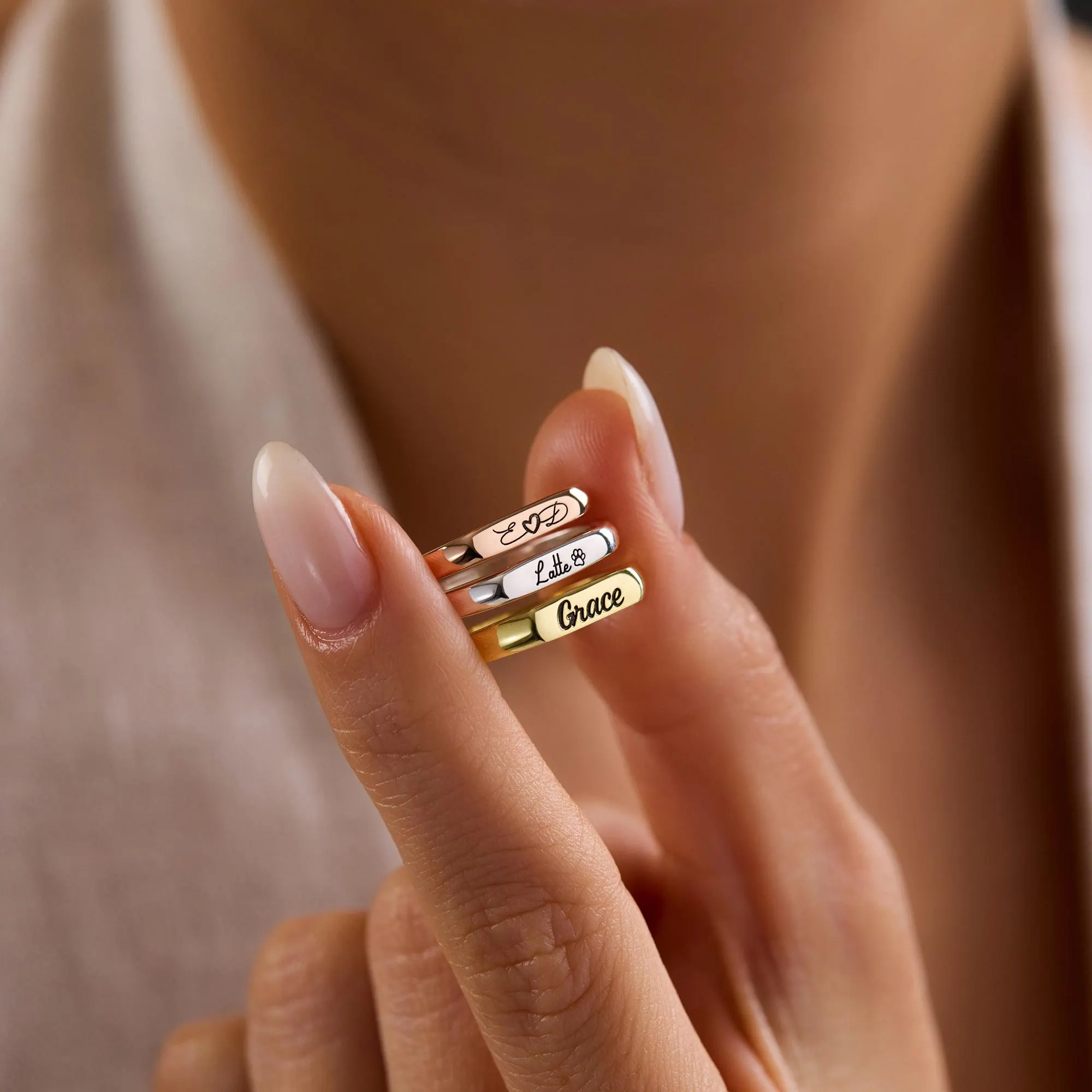 Personalized Custom Name Ring, Dainty Name Ring, Engraved Ring, Name Jewelry, 14K Solid Gold Name Ring, Ring for Women, Mothers Day Gifts