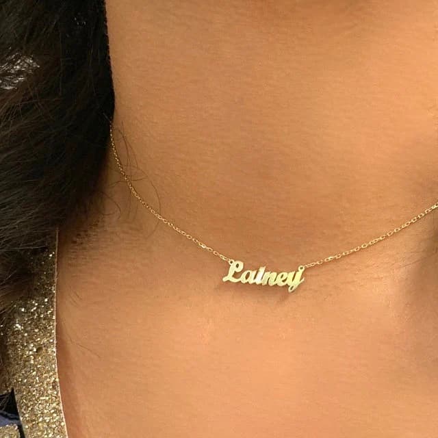 14k solid gold Name necklace ,Mini Name Necklace ,Name Necklace,Personalized Jewelry ,Personalized Gifts ,Gifts for her, Mothers Day Gift - image 2