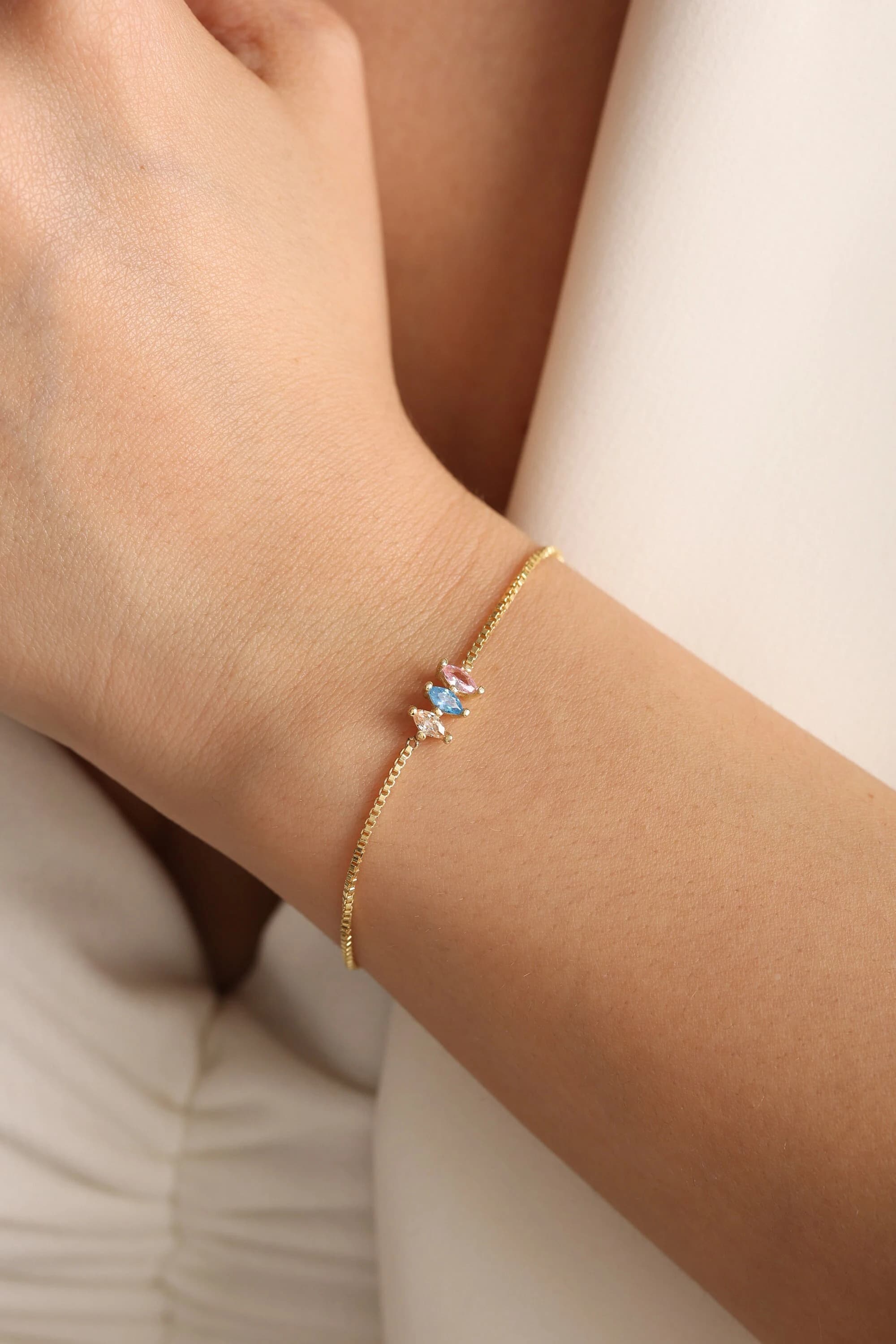 14k Gold Birthstone Bracelet , Birthstone Jewelry, Birthday Gift, Birthstone Bracelet for Women, Mothers day gift , Mother's Bracelet