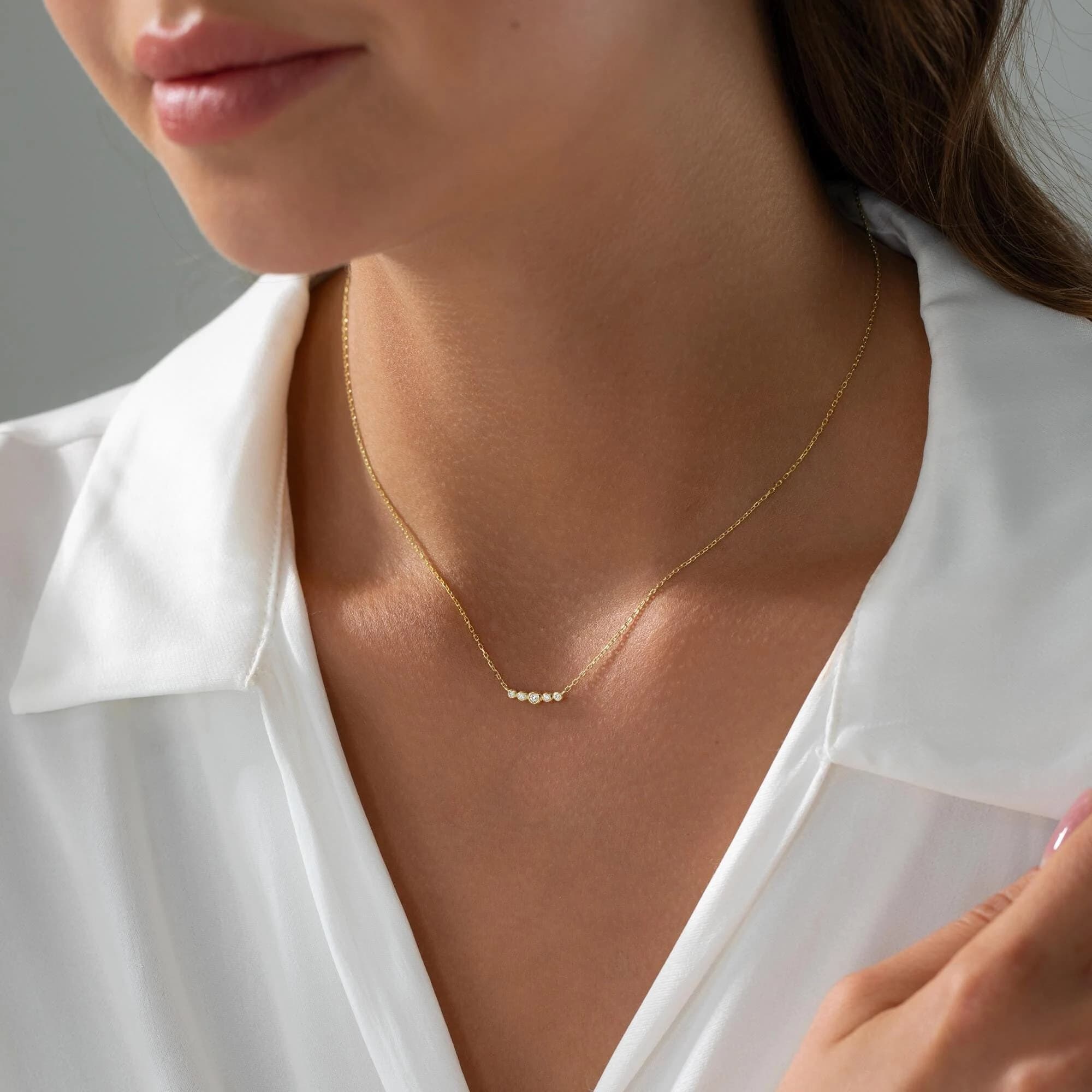 Dainty Minimalist Necklace, Tiny Gold Necklace, Dainty Gold Necklace, Mothers necklace, 14k solid gold necklace, Wedding Jewelry