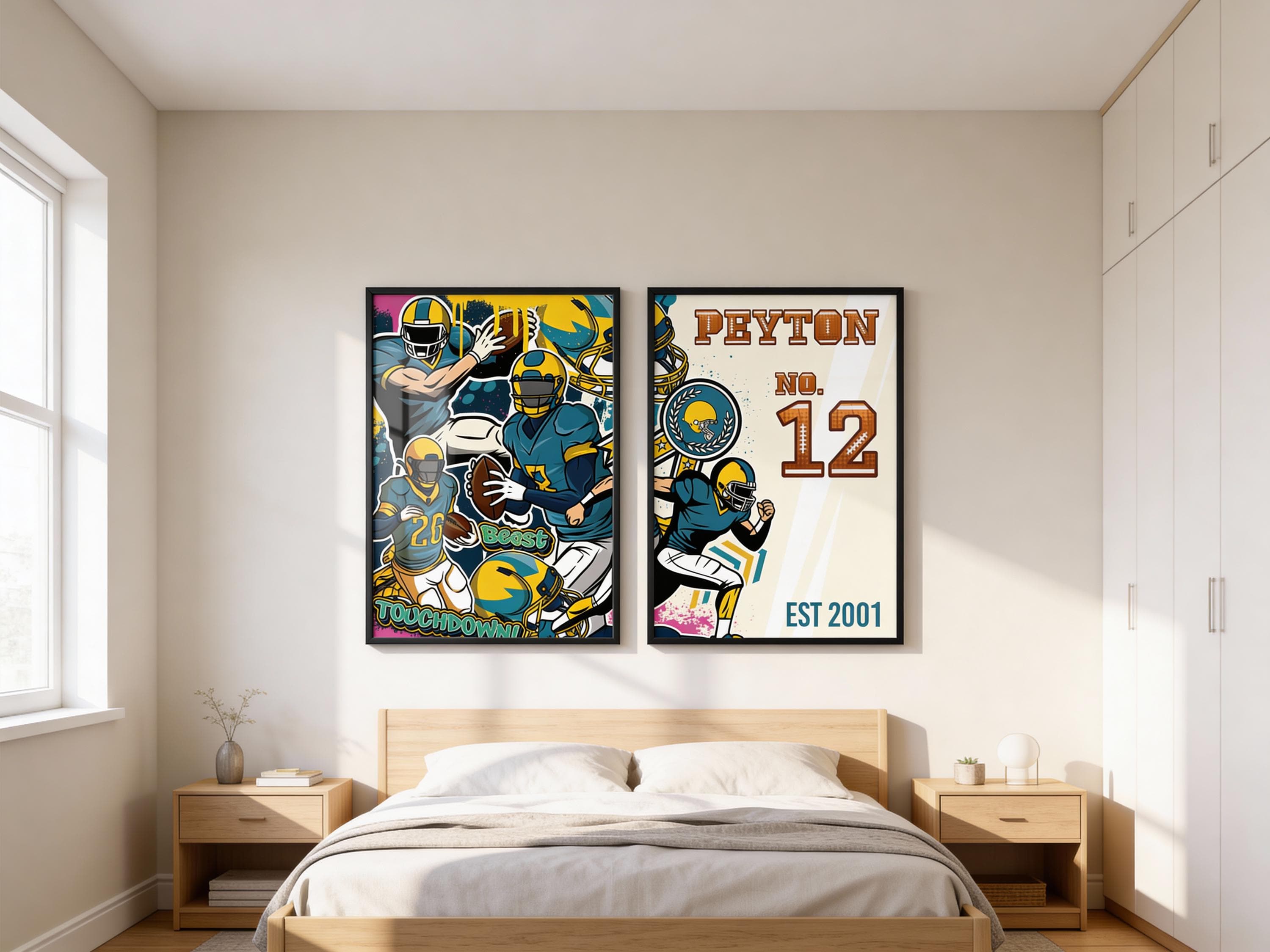 Personalized American Football Gifts - Custom Name And Number Football Print , Set Of 2 - Tintzy - image 4