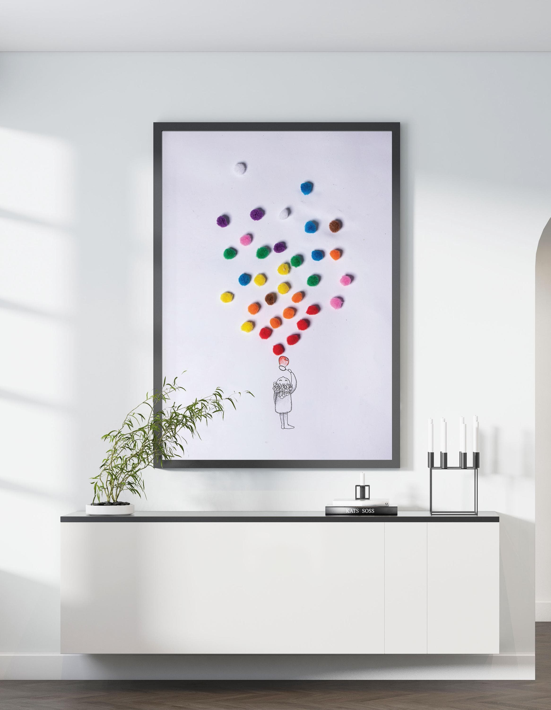 Blowing Bubbles Doodle Art Print | Playful Mixed Media Wall Decor - Tintzy - image 4