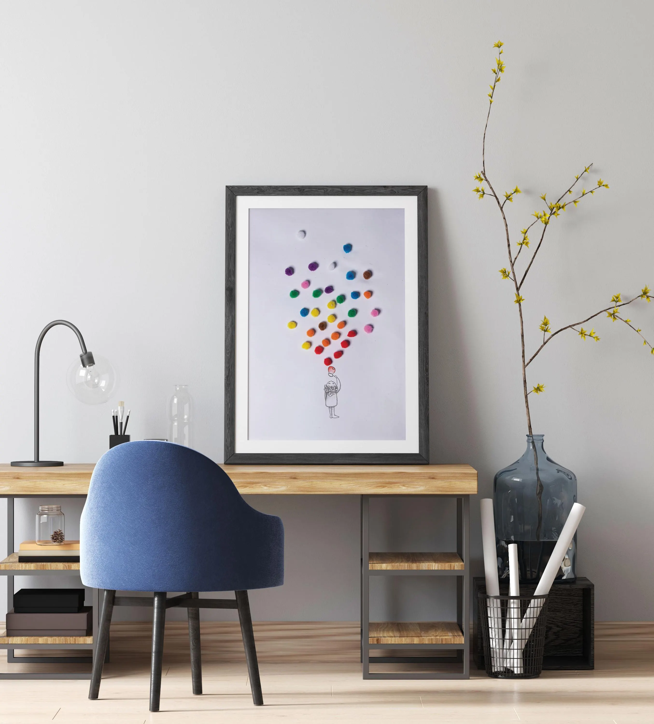 Blowing Bubbles Doodle Art Print | Playful Mixed Media Wall Decor - Tintzy - image 5