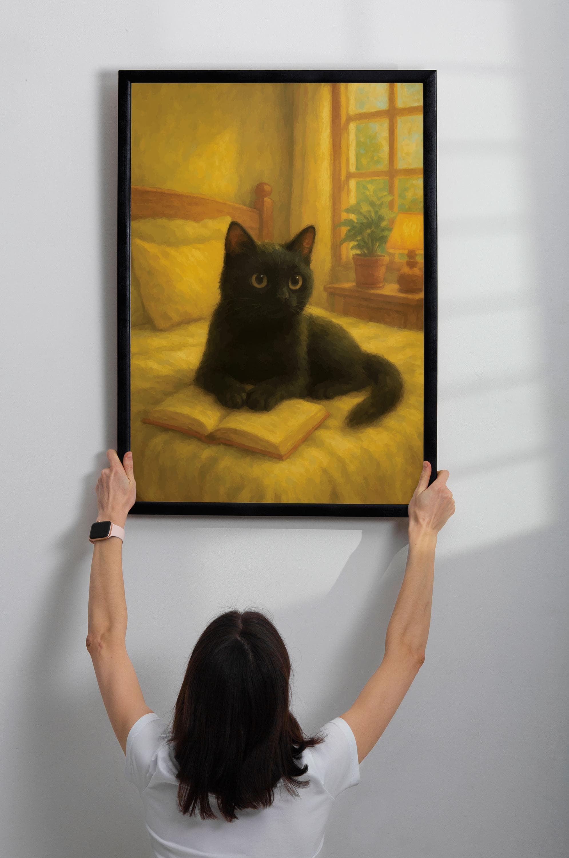 Black Cat Reading Wall Art Print | Cozy Book Lover Illustration | Vintage-Style Cat Artwork for Bedroom, Library or Reading Nook | Literary - image 3