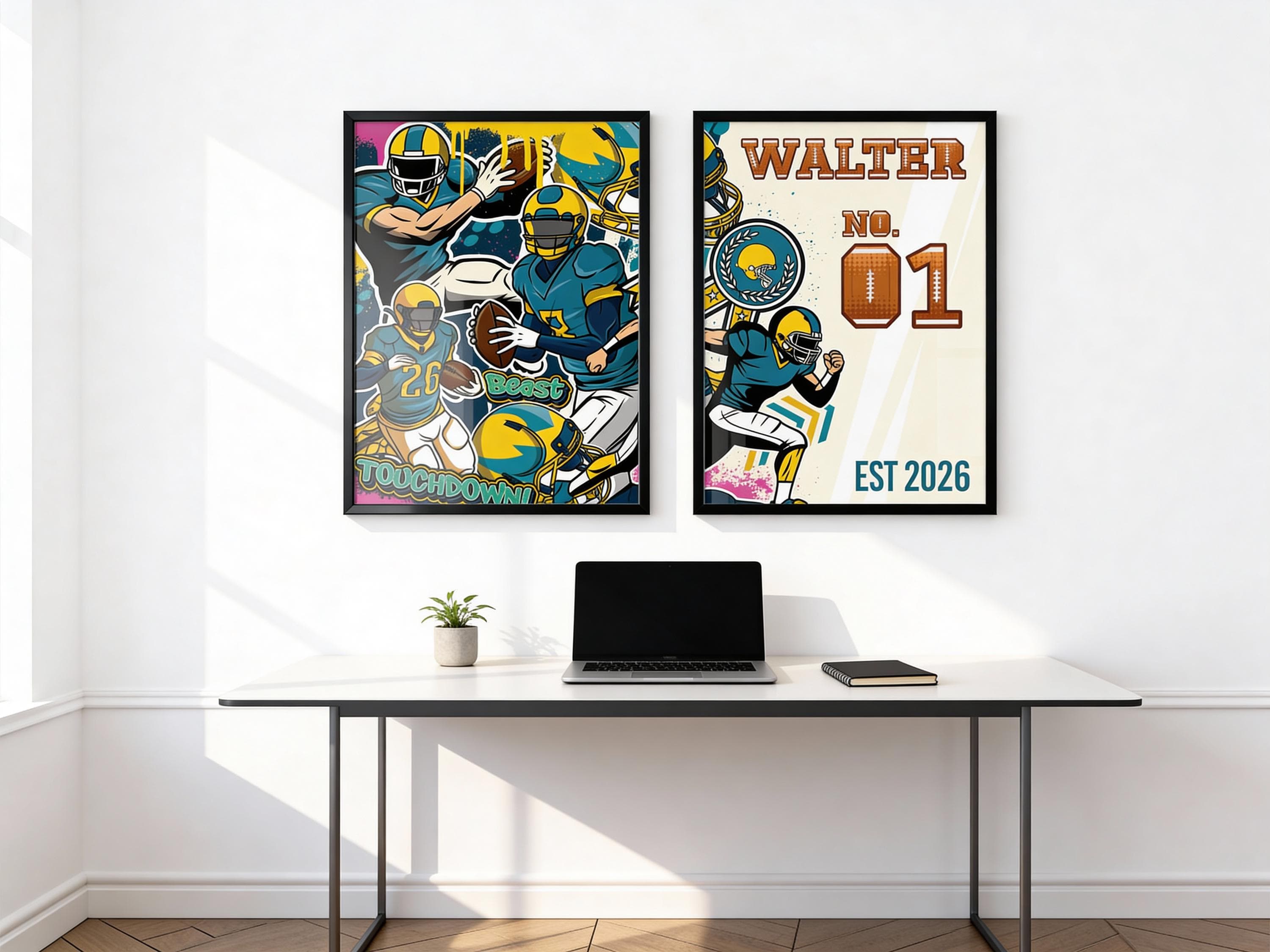 Personalized American Football Gifts - Custom Name And Number Football Print , Set Of 2 - Tintzy - image 2