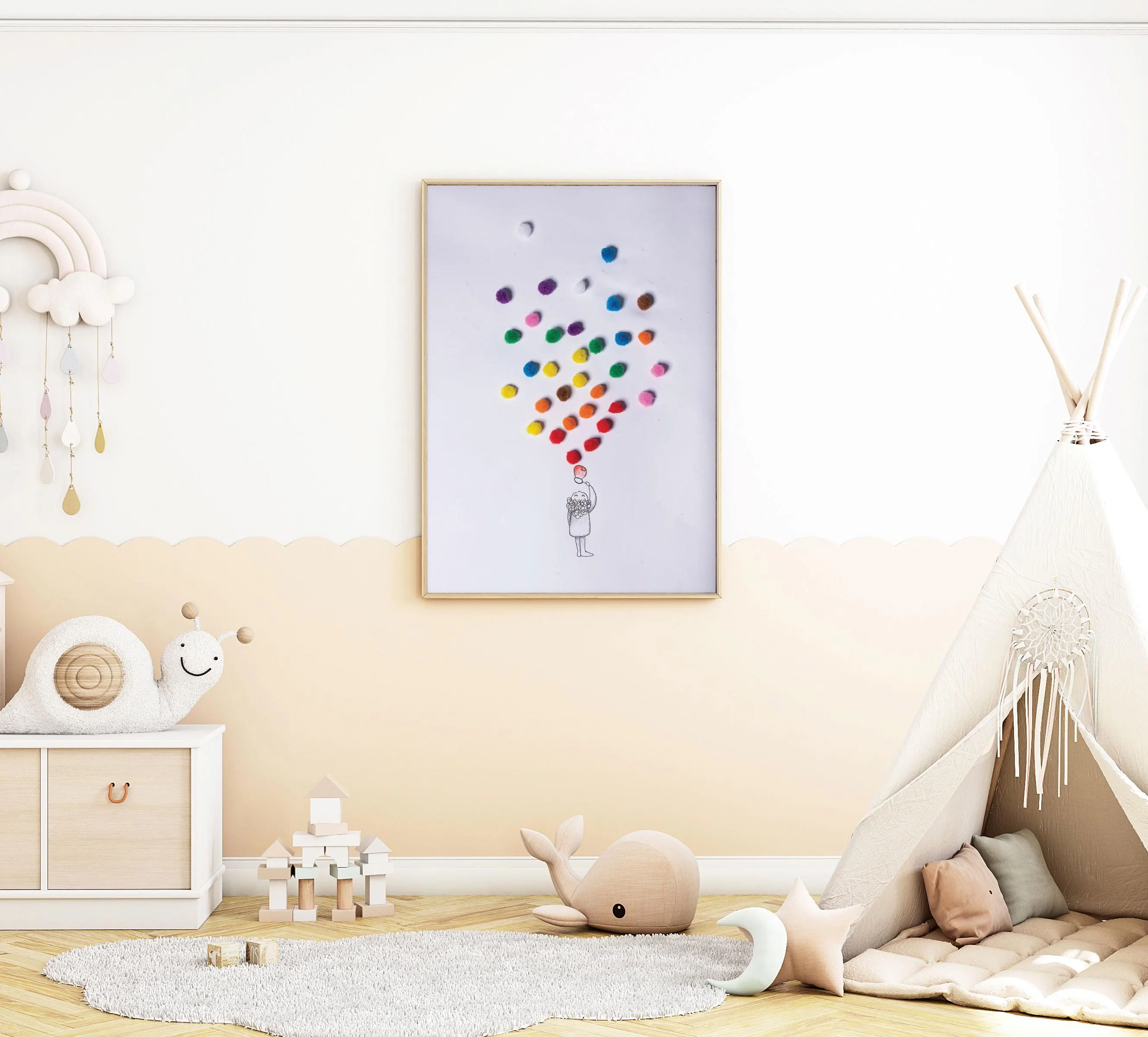 Blowing Bubbles Doodle Art Print | Playful Mixed Media Wall Decor - Tintzy - image 3