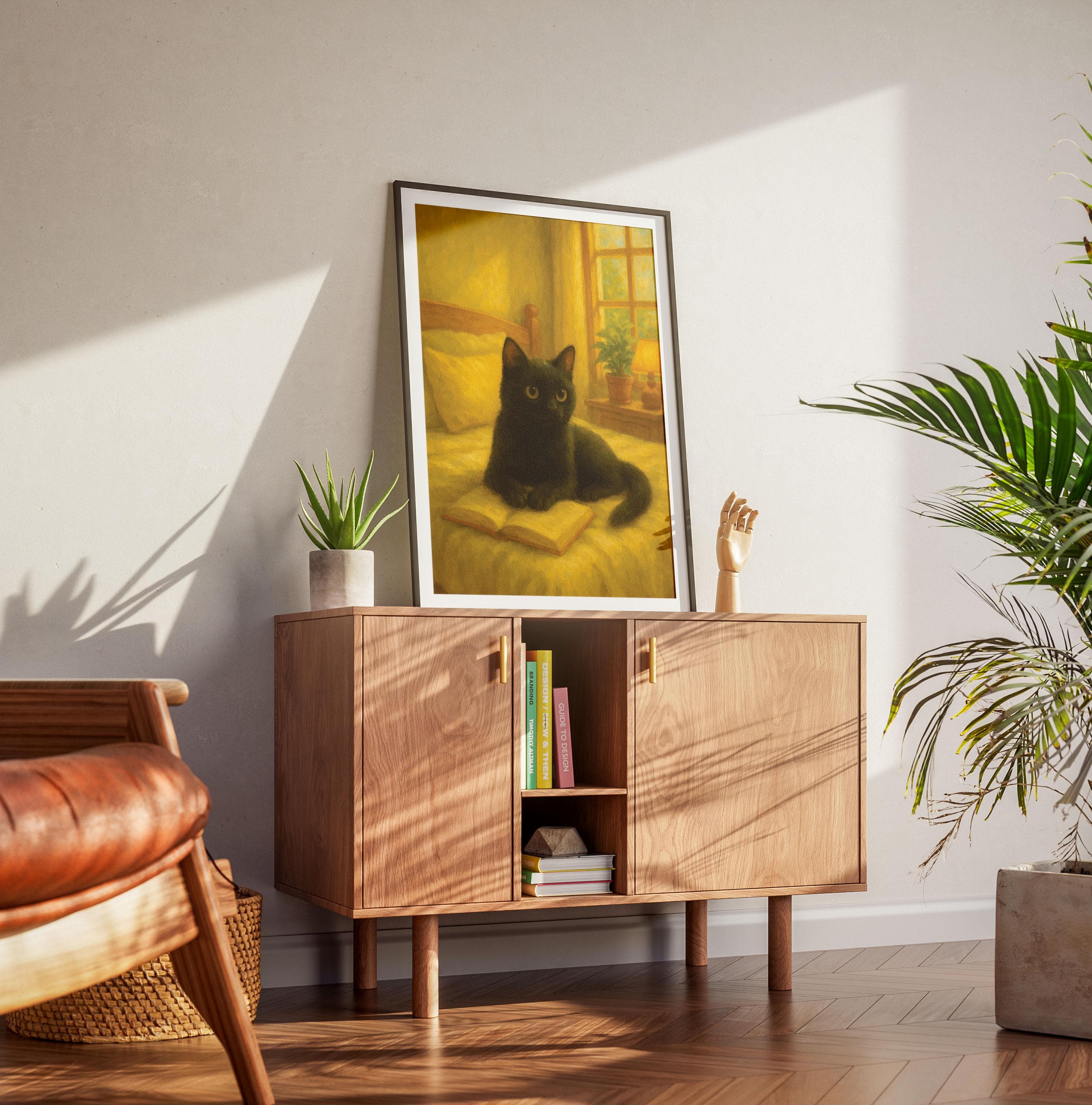Black Cat Reading Wall Art Print | Cozy Book Lover Illustration | Vintage-Style Cat Artwork for Bedroom, Library or Reading Nook | Literary - image 5