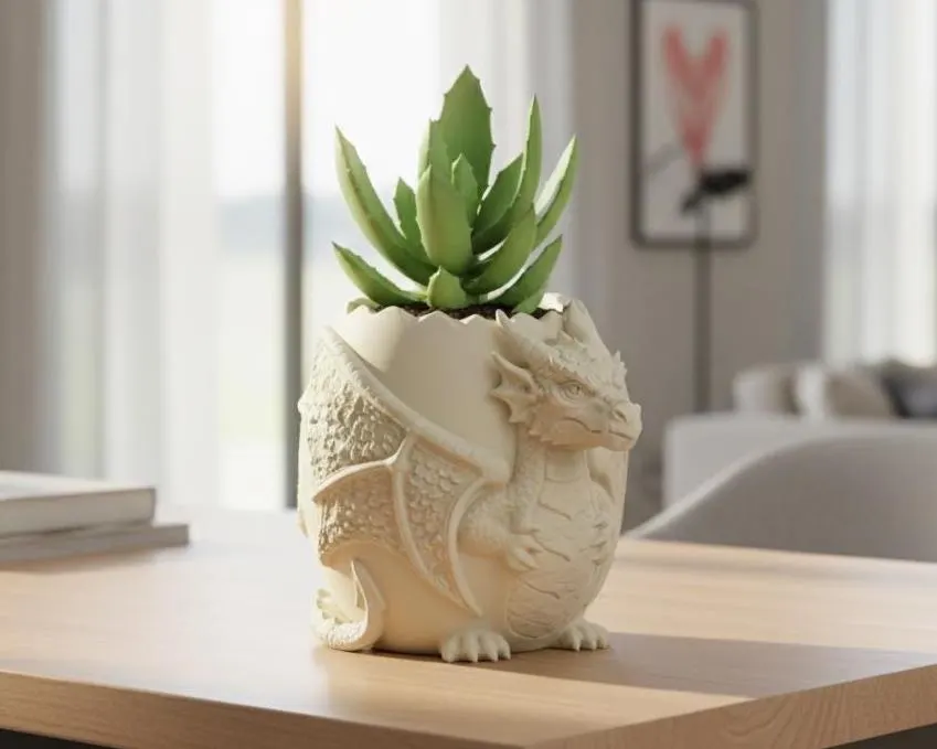 Dragon Egg Planter | Sculpted Creature Desk Decor | Easter Celebration| Cactus Pot Gift for Fantasy Lovers - image 4