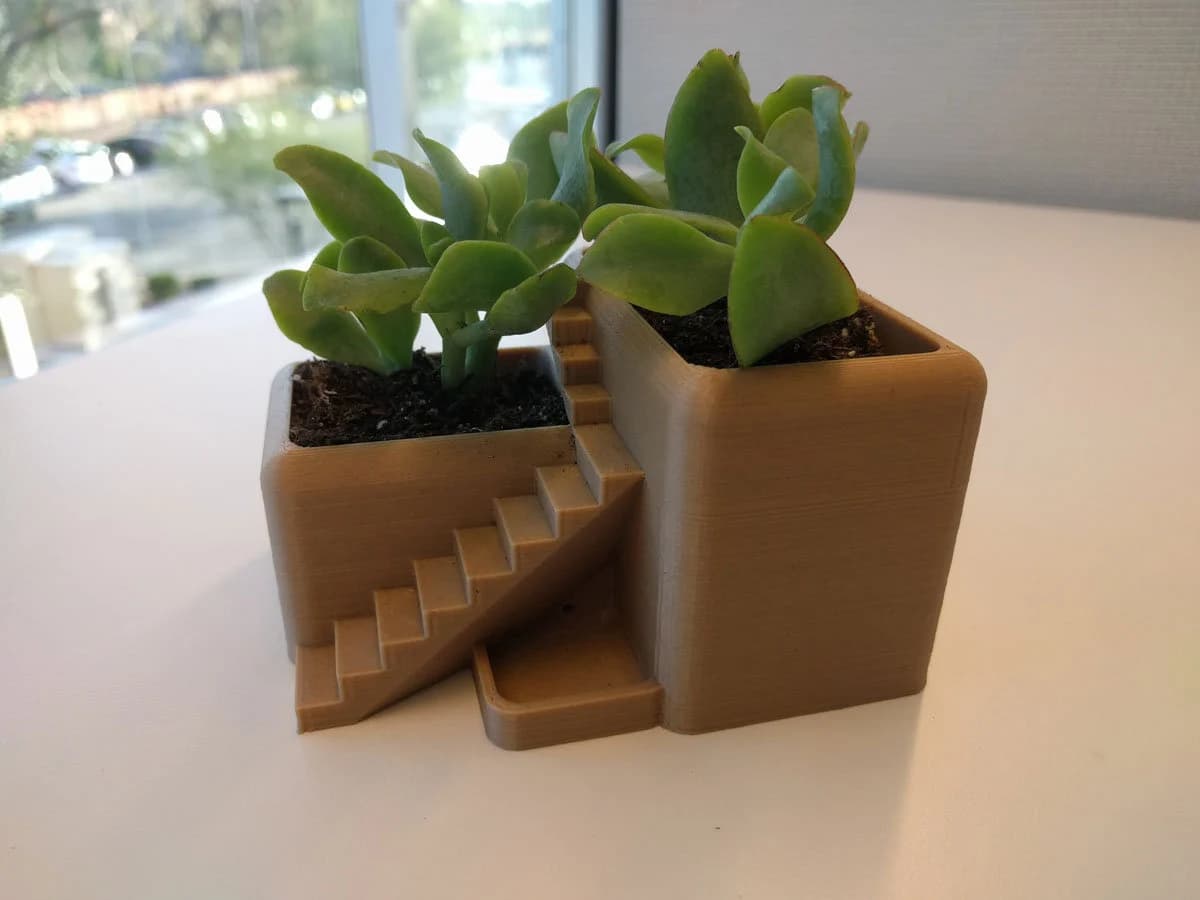 Villa Desk Plant Pot, 3D Printed Planter, Modern Succulent Pot, Office and Home Decor, Miniature Garden Display