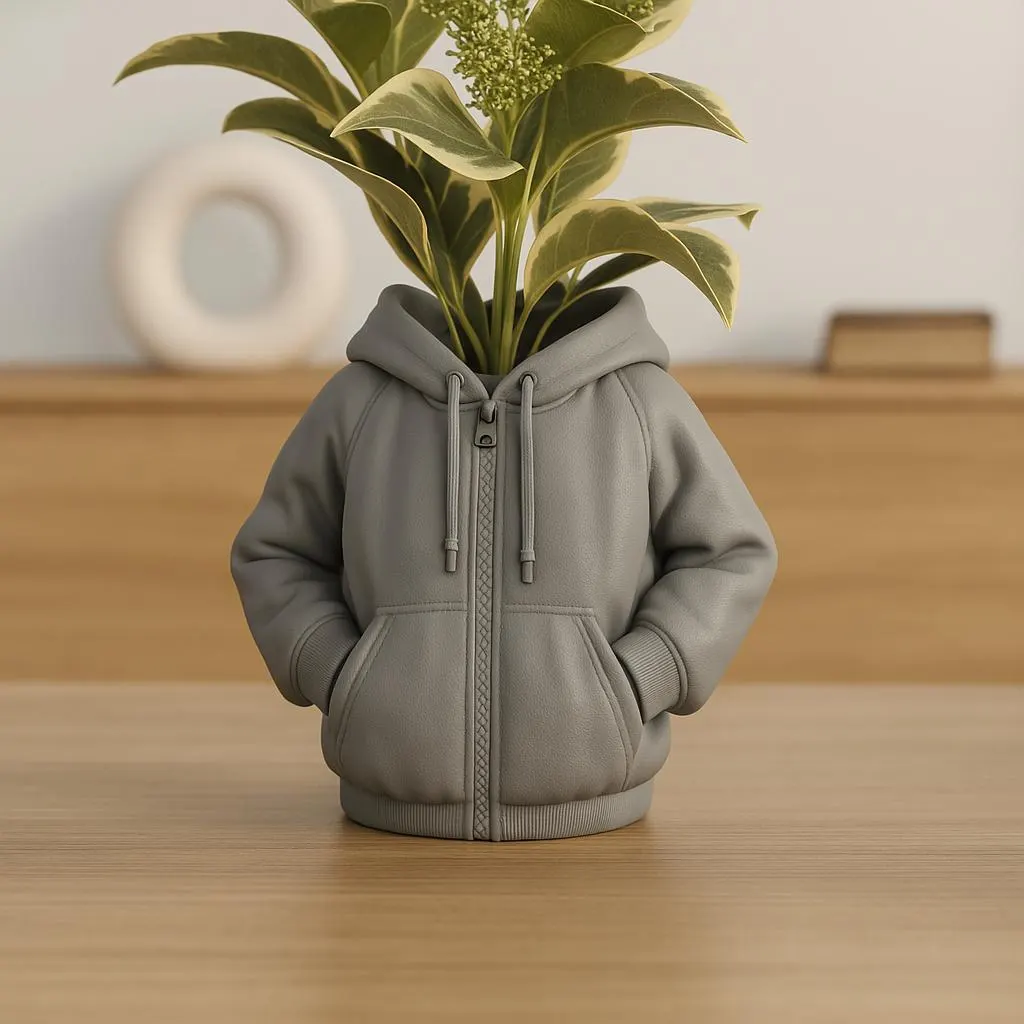 Hoodie Vase, Streetwear Planter, 3D Printed Unique Succulent Pot, Urban Home Decor, Trendy Flower Pot, Gift for Him, Modern Desk Accessory - image 4