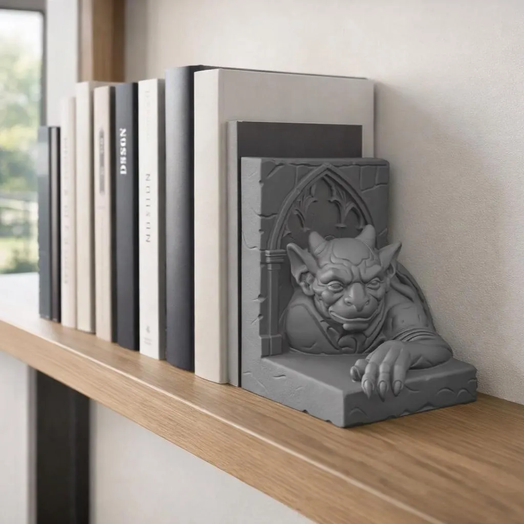 Gargoyle Bookends, Gothic Shelf Decor, Dark Academia Book Holder, Medieval Statue for Library, Fantasy Gift for Book Lovers, Witchy Decor - image 4