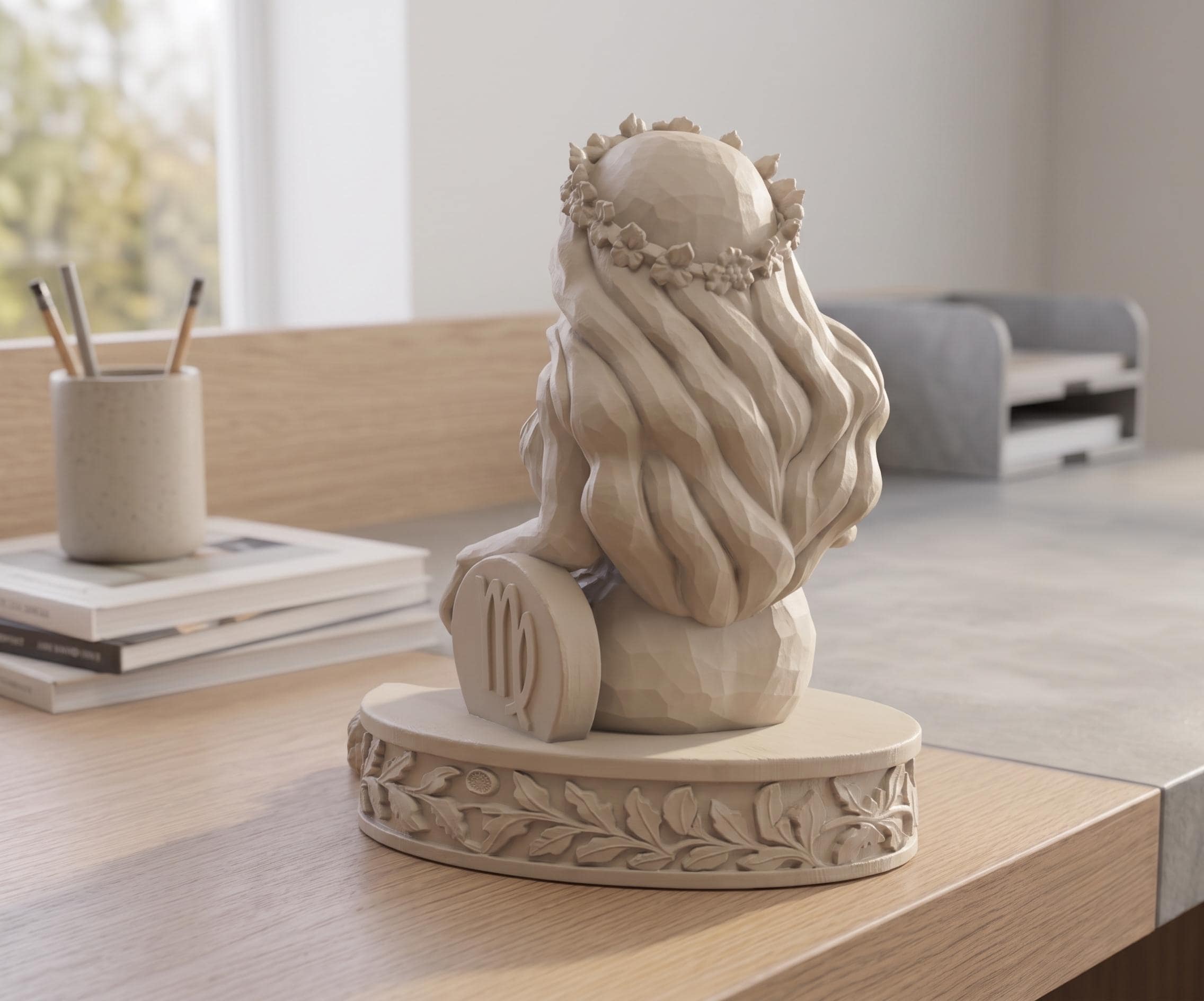 3D Printed Virgo Statue Candle Holder, Zodiac Goddess Tealight Holder, Wheat Sheaf Home Decor, Astrology Gift, Virgo Birthday Gift - image 3