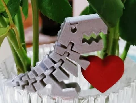 Valentine Flexi Rex with Heart, Flexible Dinosaur Toy, Valentine's Day Gift for Kids, Soft and Cuddly, Cute and Lovable