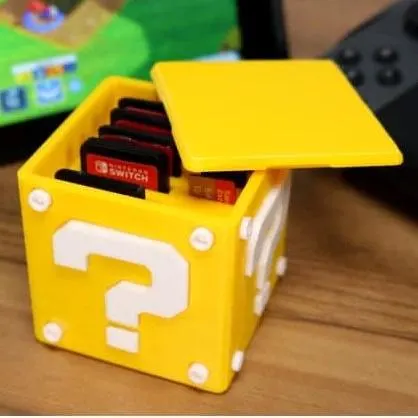 Nintendo Switch Game Cartridge Case, Mario Question Block, Game Card Holder, 3D Printed, 8 Games & 2 SD, Gamer Gift - image 4