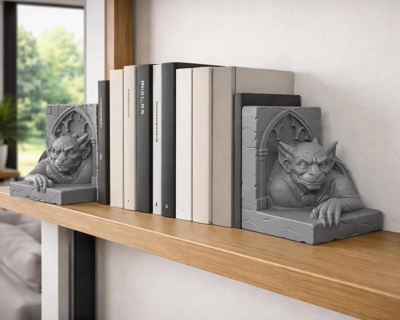 Gargoyle Bookends, Gothic Shelf Decor, Dark Academia Book Holder, Medieval Statue for Library, Fantasy Gift for Book Lovers, Witchy Decor - image 3
