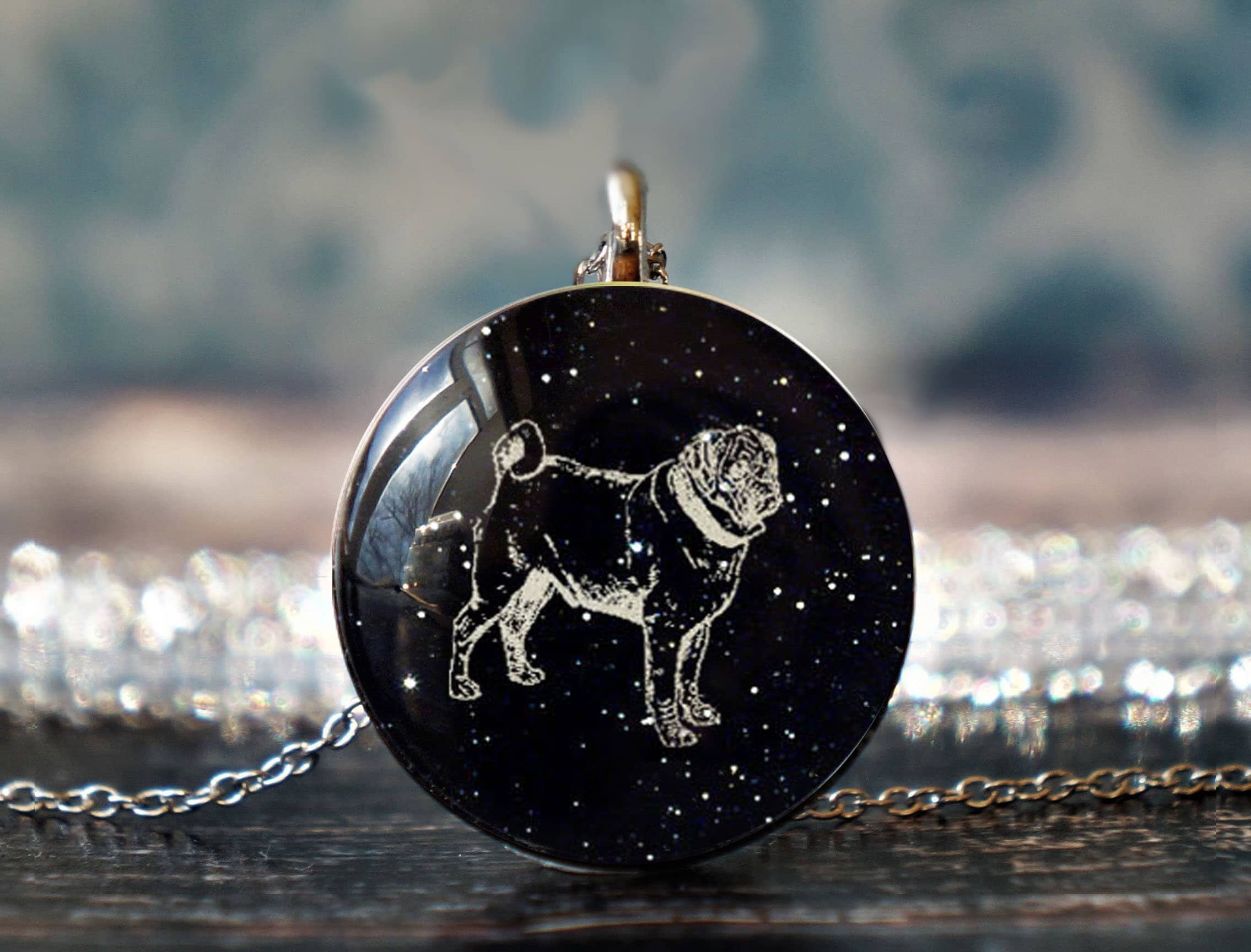 pug pendant , pug gift , silver pug necklace , pug lover gift , pug gifts , pug lover necklace , pug jewellery