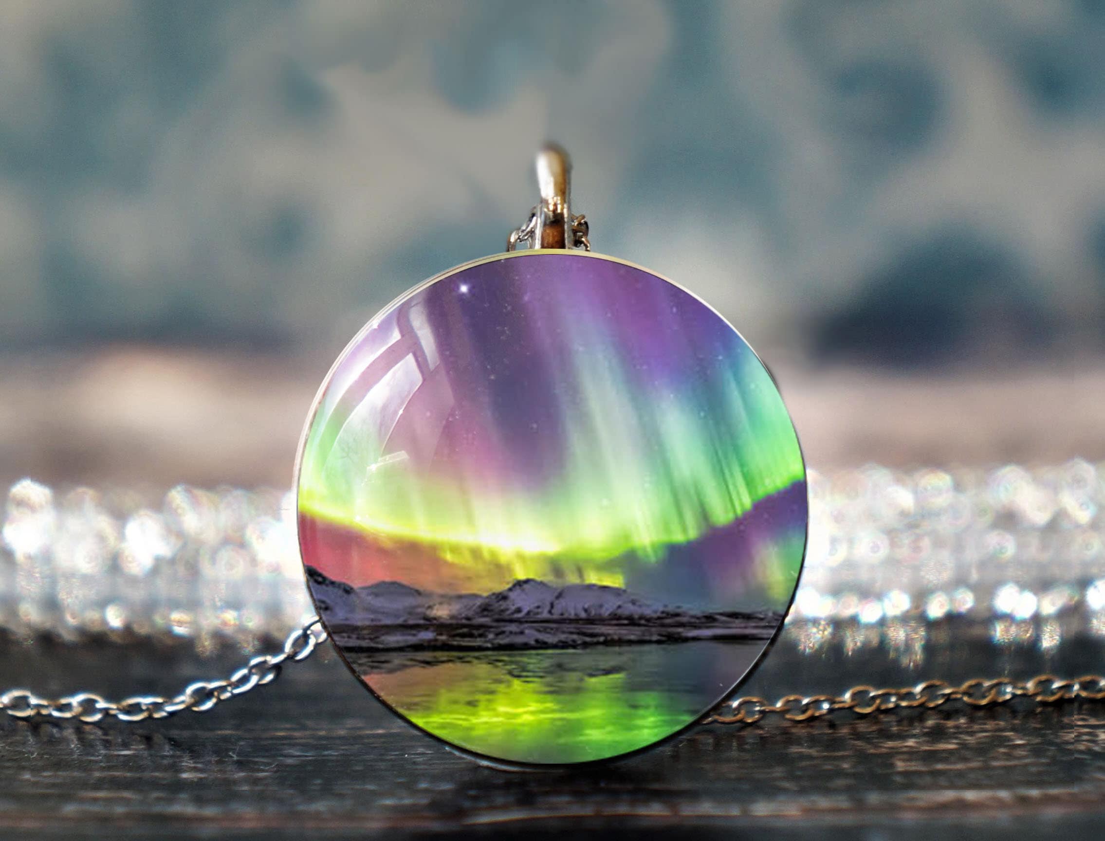 aurora jewelry , northern lights gift , northern sky pendant , northern light jewel , borealis necklace
