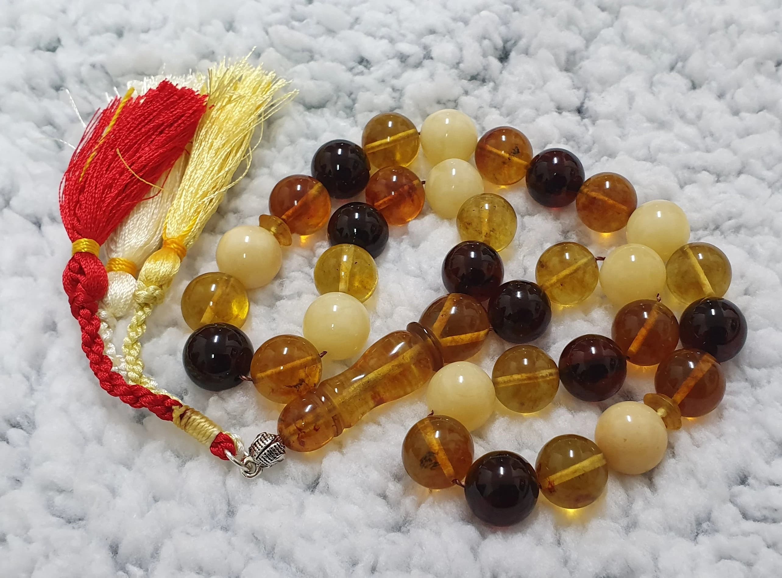 12mm Multicolor Formed Baltic Poland Amber Islamic Prayer Rosary Tasbih Misbaha 37 gr Tasbeeh Tesbeeh Tesbih - image 5